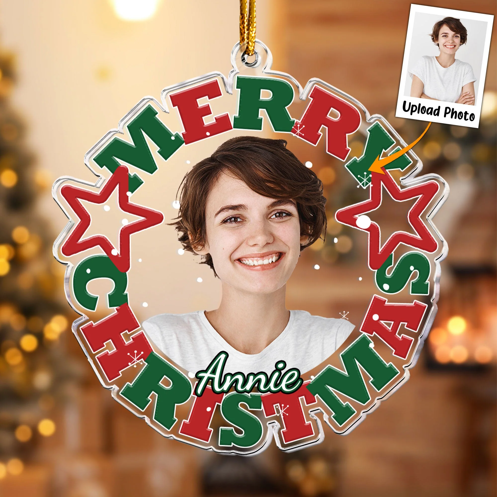 Custom Photo Christmas - Personalized Acrylic Photo Ornament - Image 2
