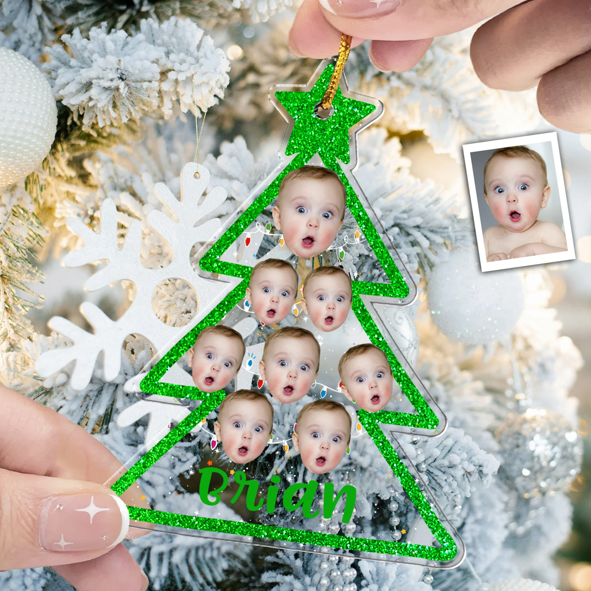 Custom Photo Christmas Tree - Personalized Acrylic Photo Ornament - Image 2