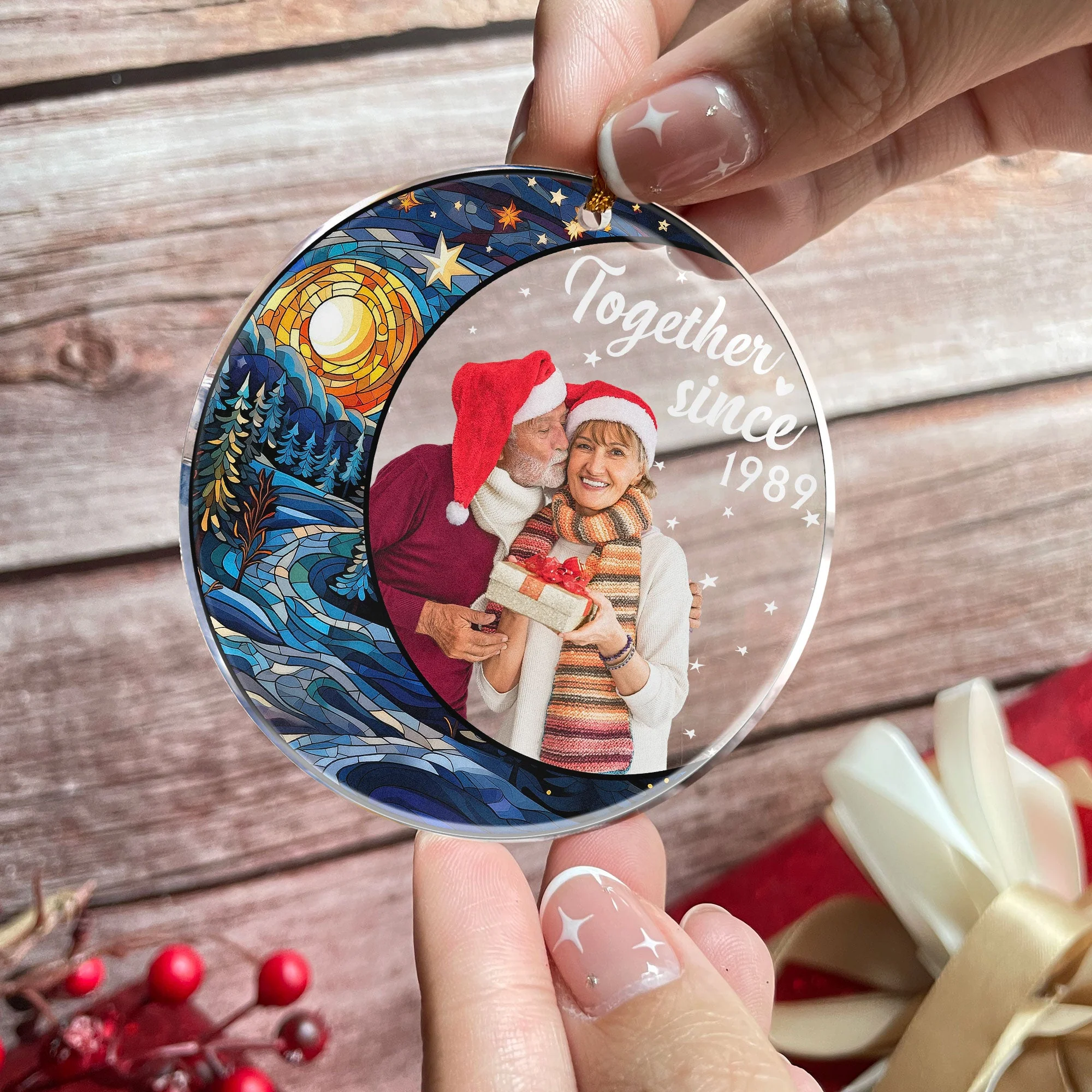 Custom Photo Couple Together Since - Personalized Acrylic Photo Ornament - Image 4