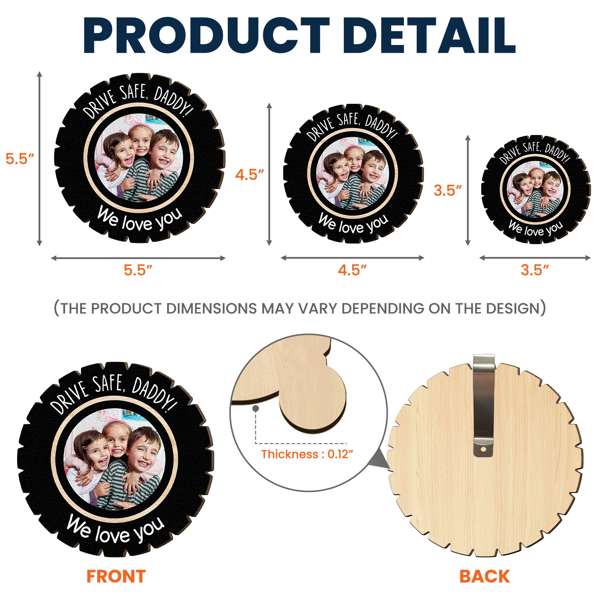 Custom Photo Drive Safe Daddy - Personalized Wooden Photo Car Visor Clip - Image 5