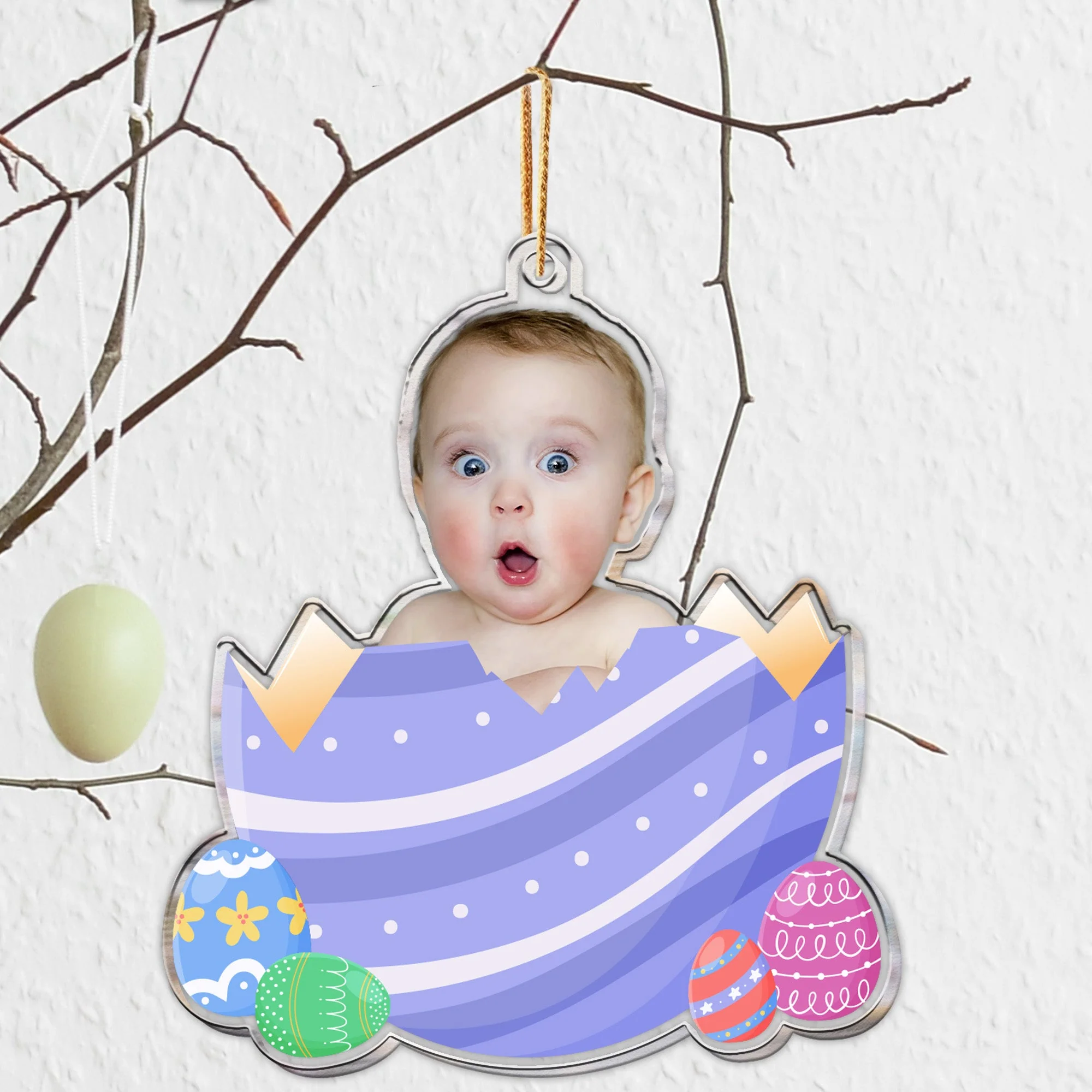 Custom Photo Egg Crack Easter Kid Family Gift - Personalized Photo Easter Ornament - Image 2