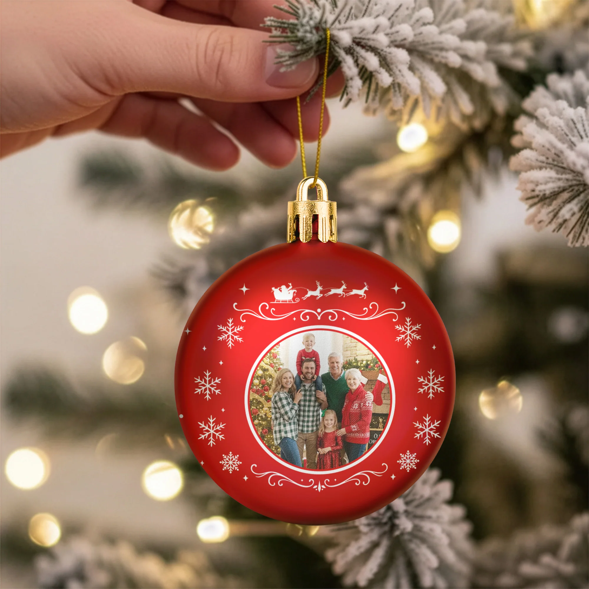 Custom Photo Family, Pet Lovers, Kids, Vintage Christmas - Personalized Ball Photo Ornament - Image 5