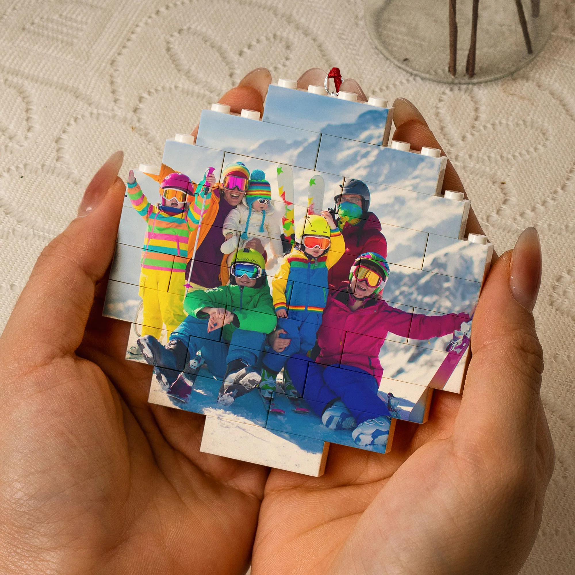 Custom Photo For Family, Friends, First Christmas - Custom Buildable Christmas Photo Ornament - Image 5