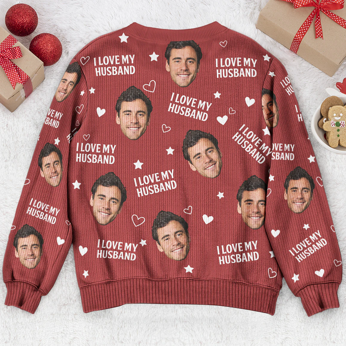 Custom Photo Funny Face I Love My Lover - Personalized Matching Photo Sweater - Image 8