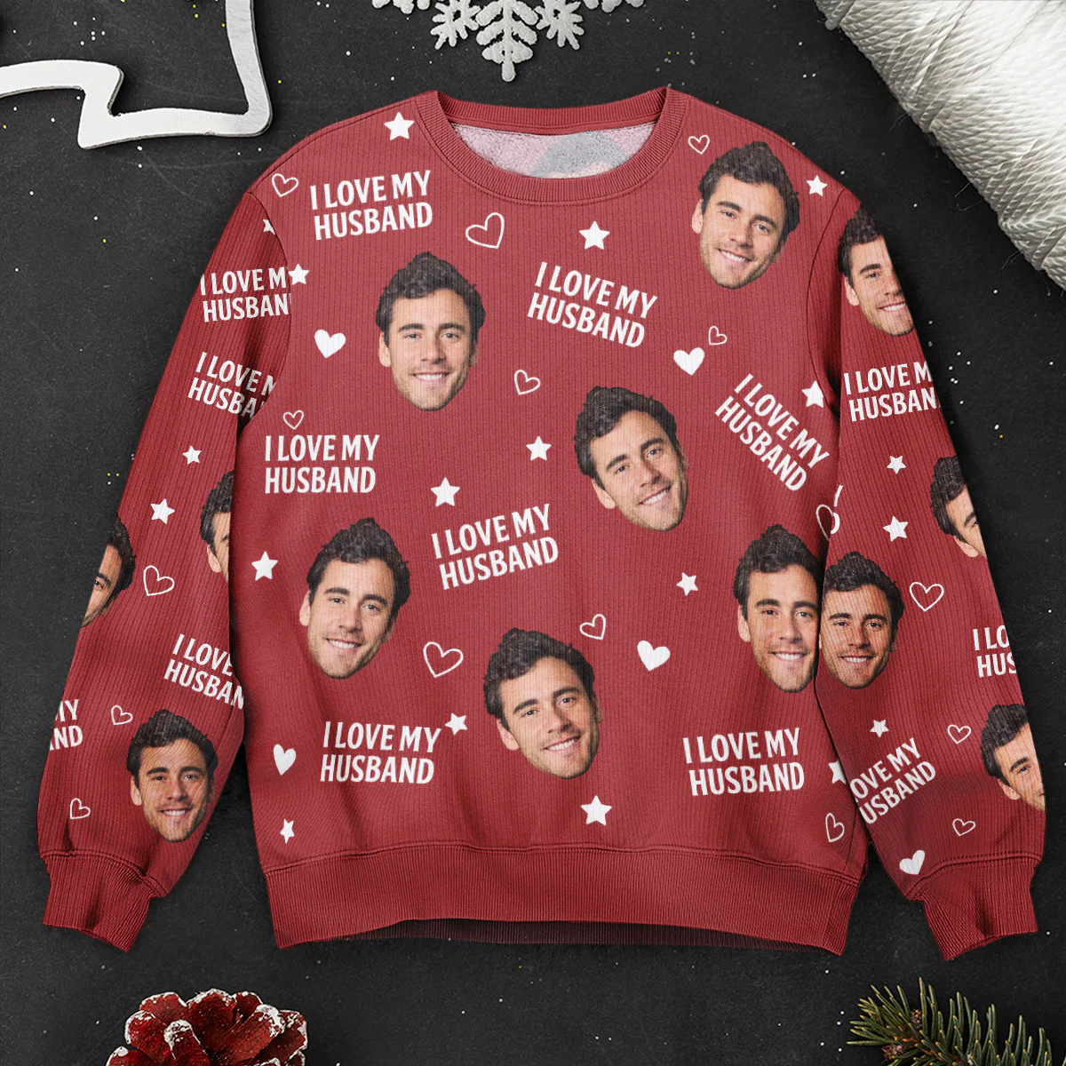 Custom Photo Funny Face I Love My Lover - Personalized Matching Photo Sweater - Image 9