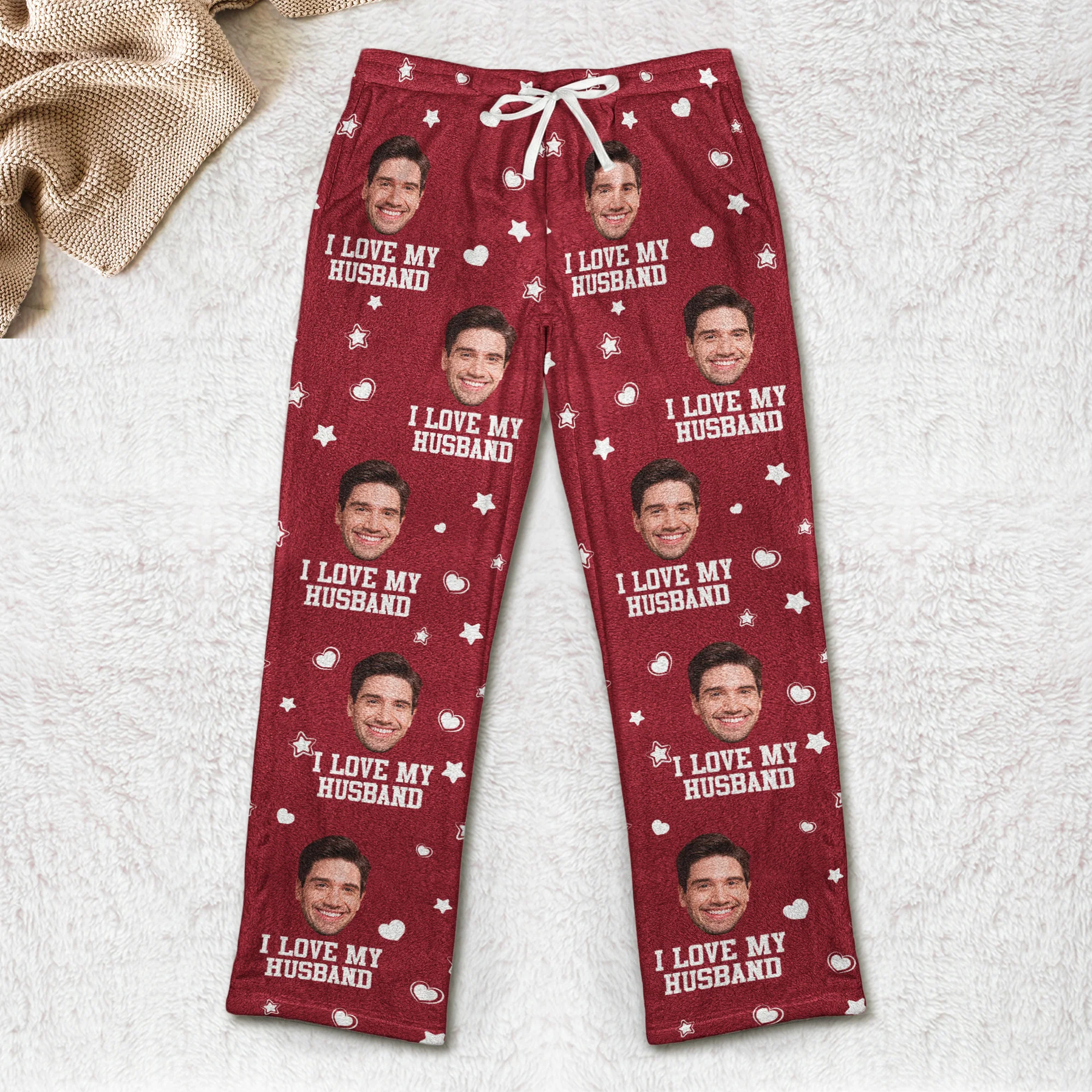 Custom Photo Funny I Love My Lover - Personalized Photo Fleece Pajama Pants - Image 4