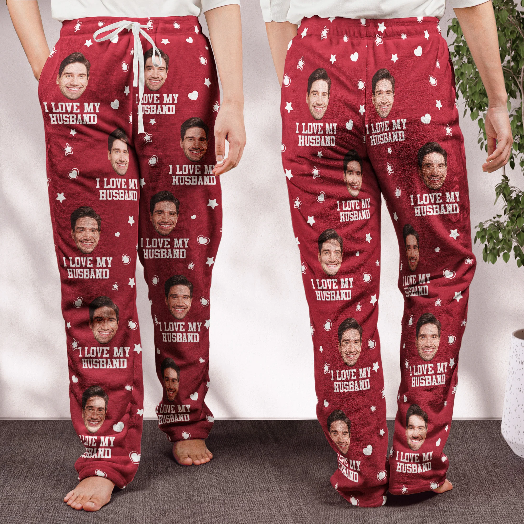 Custom Photo Funny I Love My Lover - Personalized Photo Fleece Pajama Pants - Image 5
