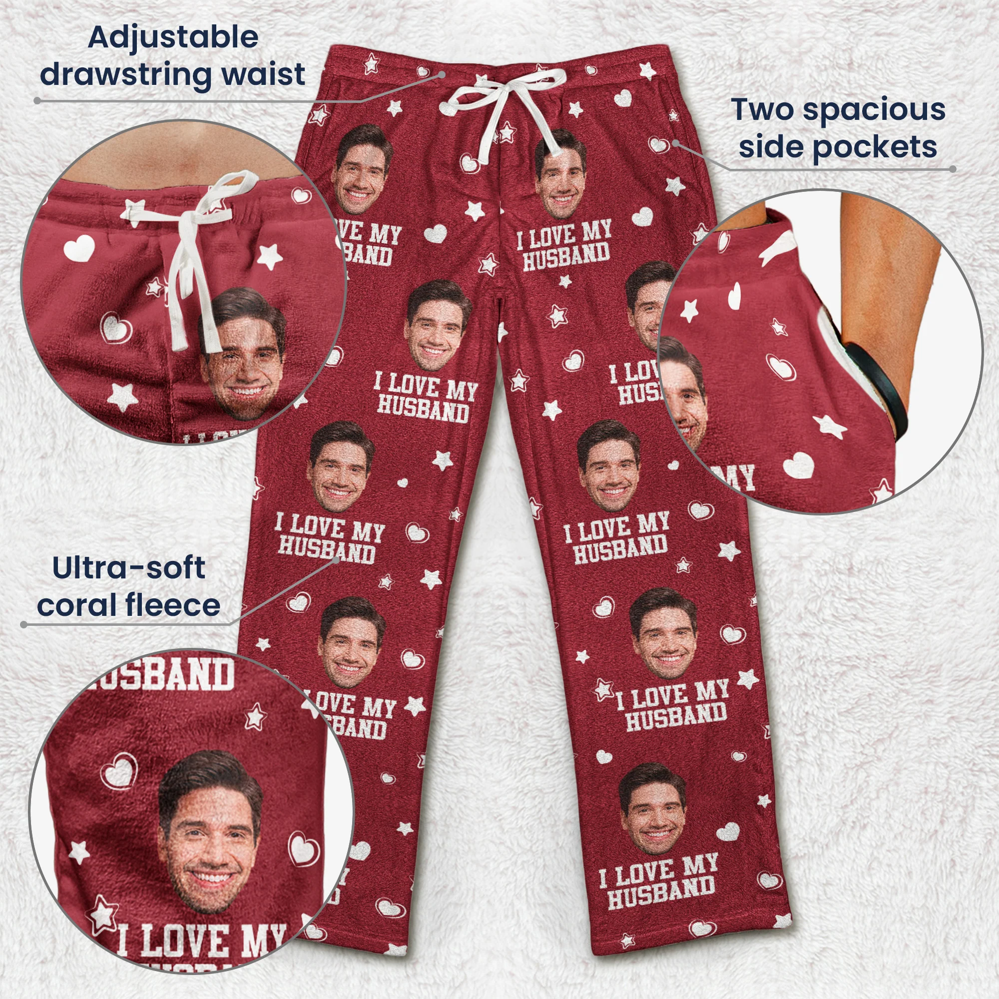 Custom Photo Funny I Love My Lover - Personalized Photo Fleece Pajama Pants - Image 6