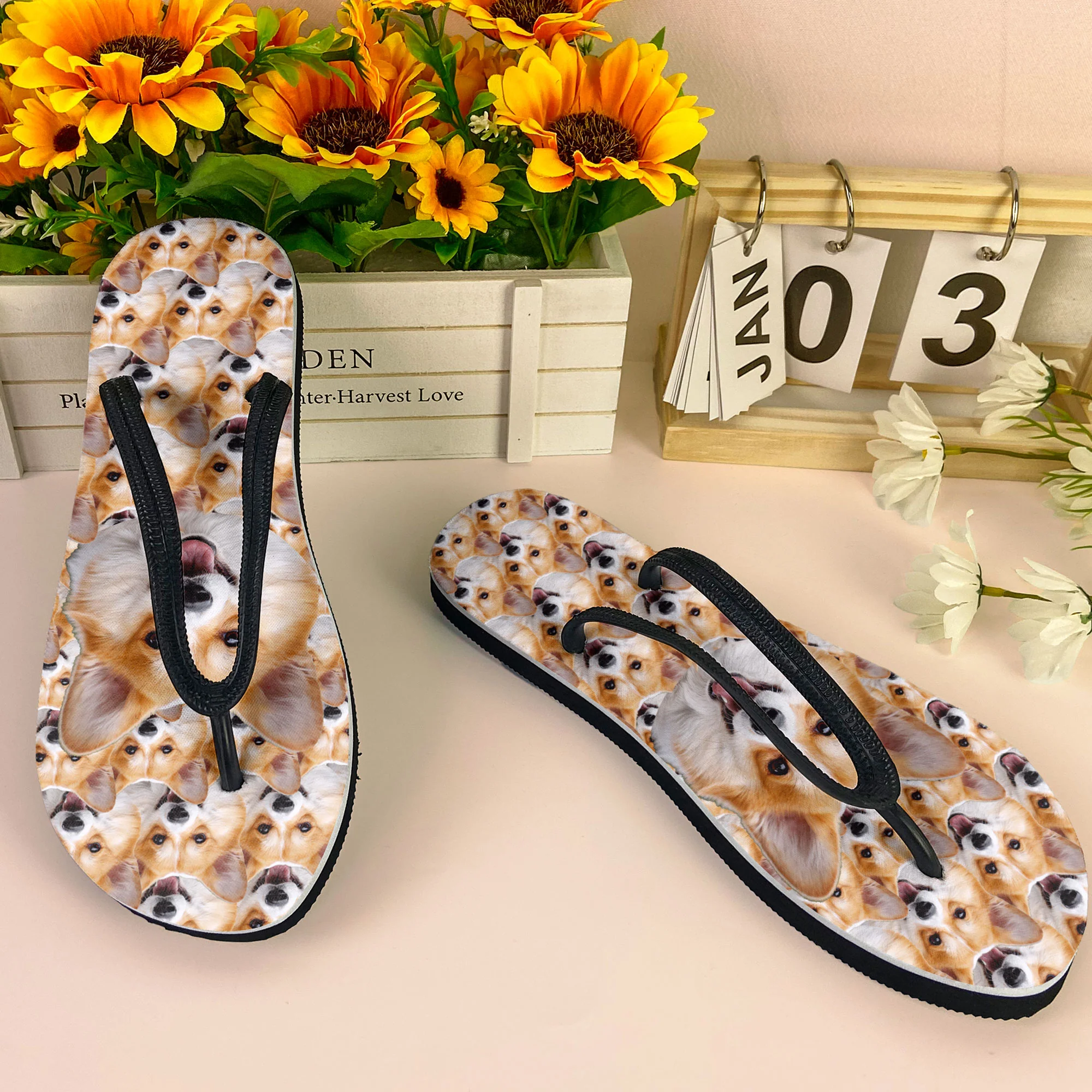 Custom Photo Funny Summer Gift - Personalized Photo Flip Flops - Image 2