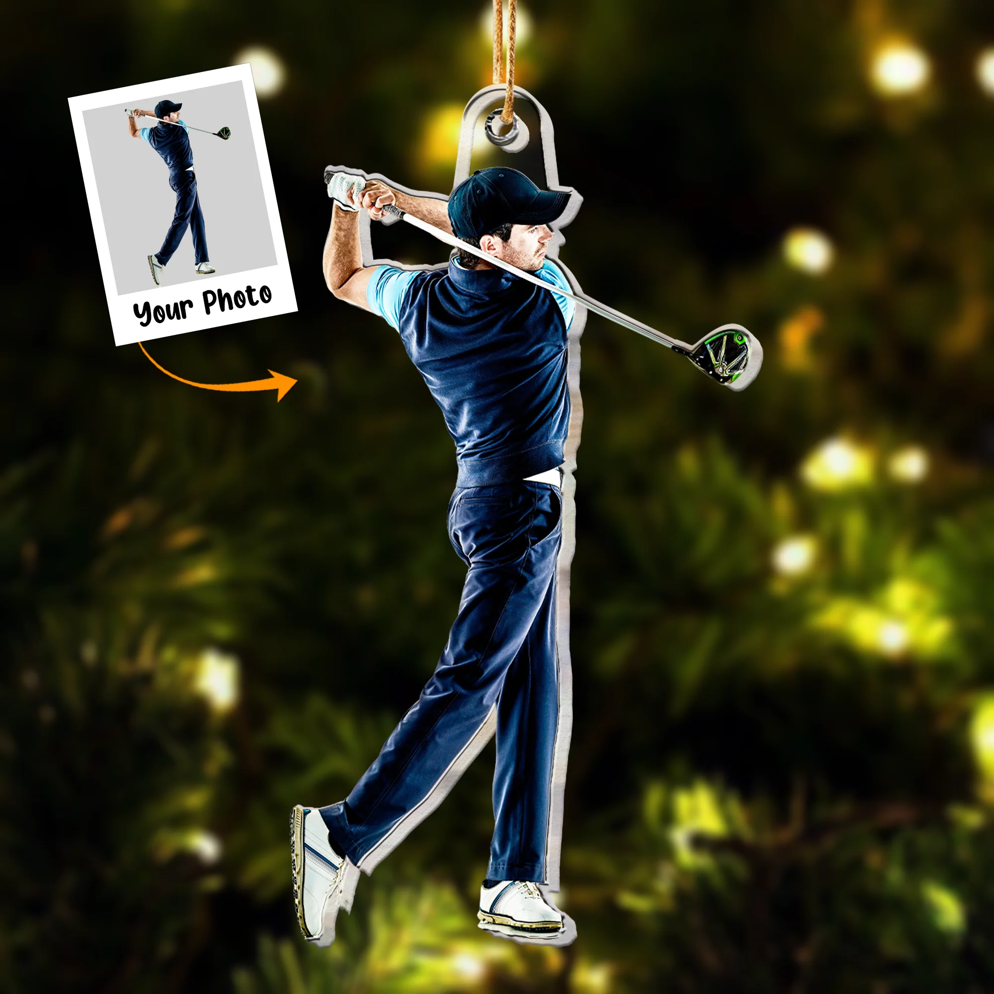 Custom Photo Golf Players Christmas Ornament For Golf Lovers - Personalized Golf Photo Ornament - Image 5