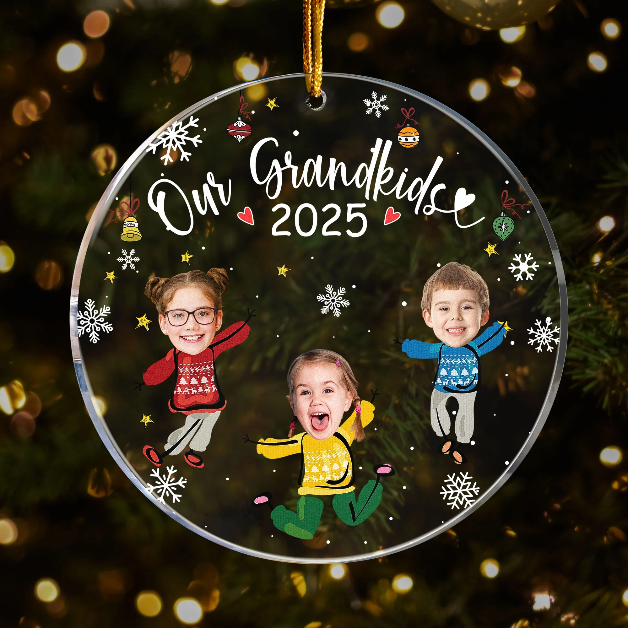 Custom Photo Grandkids 2025 - Personalized Acrylic Photo Ornament - Image 4
