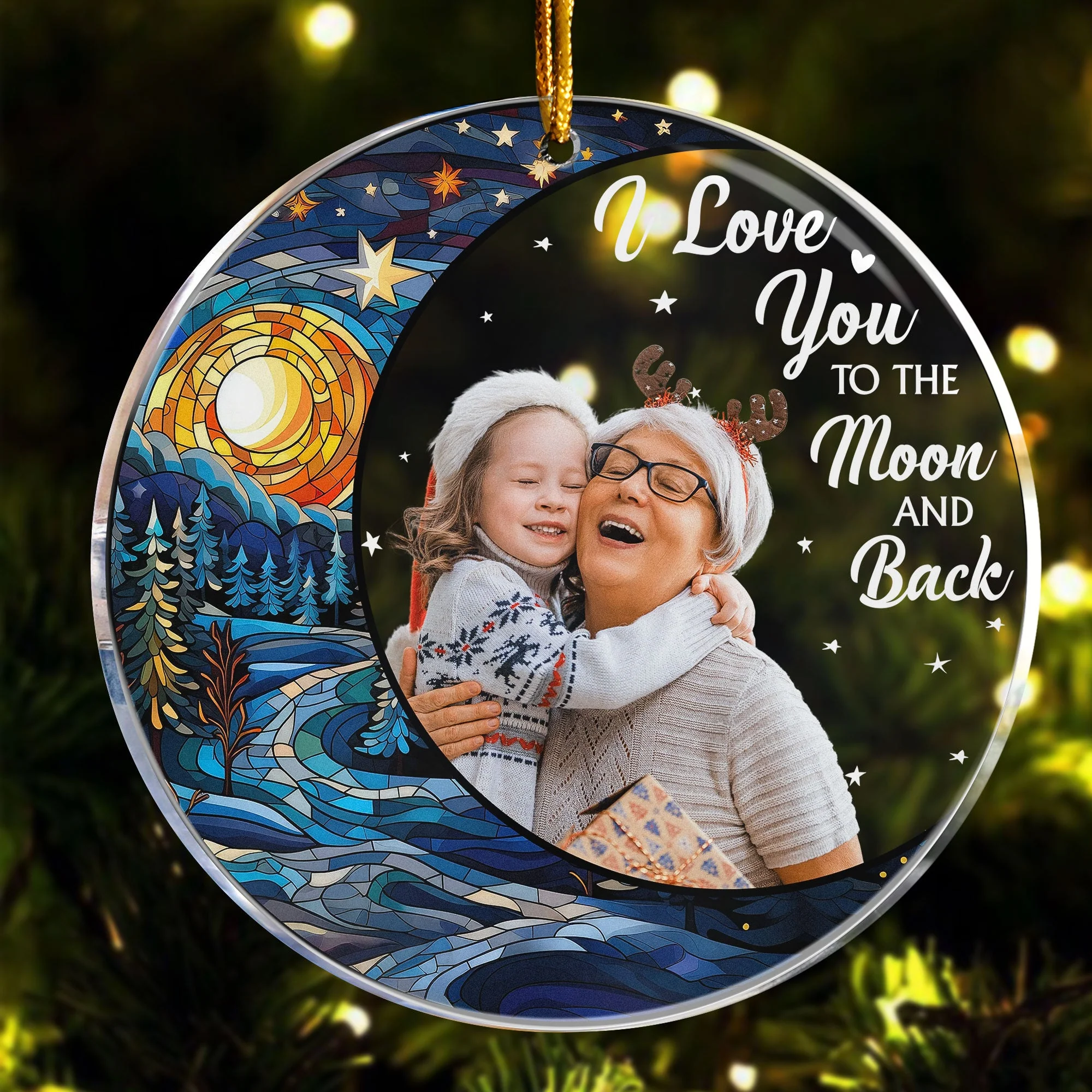 Custom Photo Grandparents & Kids - Personalized Acrylic Photo Ornament - Image 5
