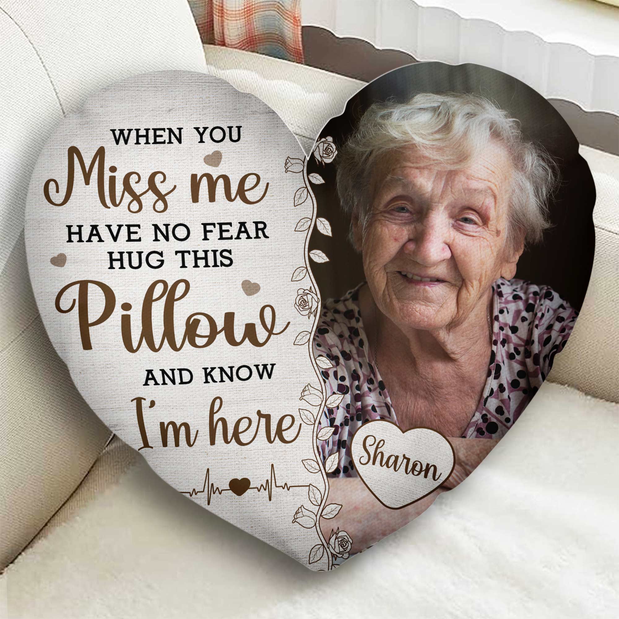 Custom Photo Hug This & Know I'm Here  - Personalized Photo Custom Shaped Memory Pillow - Image 4