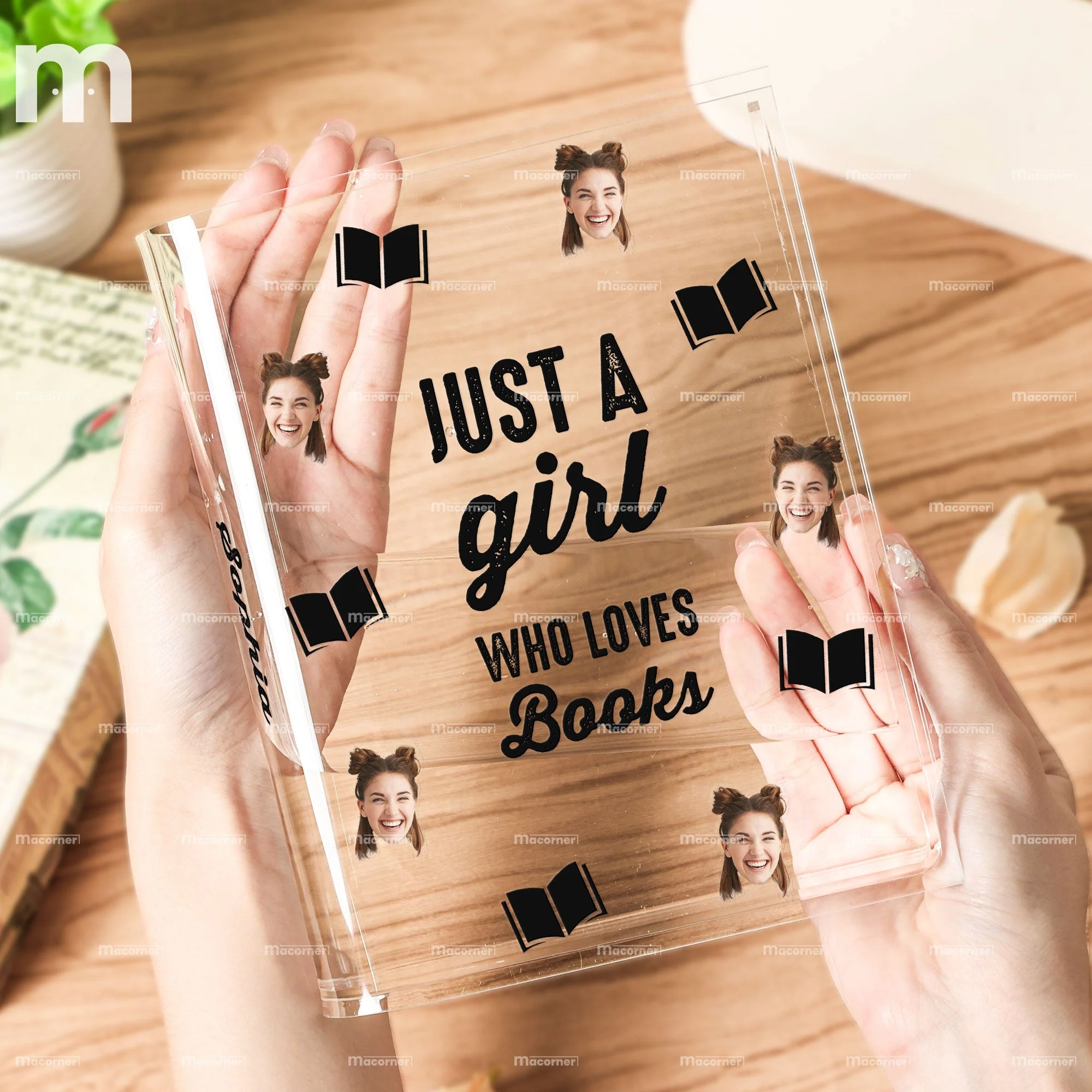Custom Photo Just A Girl Who Loves Books - Personalized Photo Acrylic Book Vase - Image 5