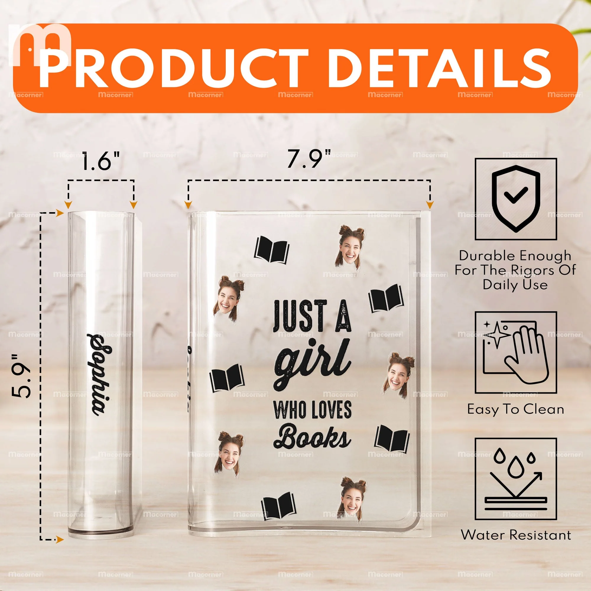 Custom Photo Just A Girl Who Loves Books - Personalized Photo Acrylic Book Vase - Image 8