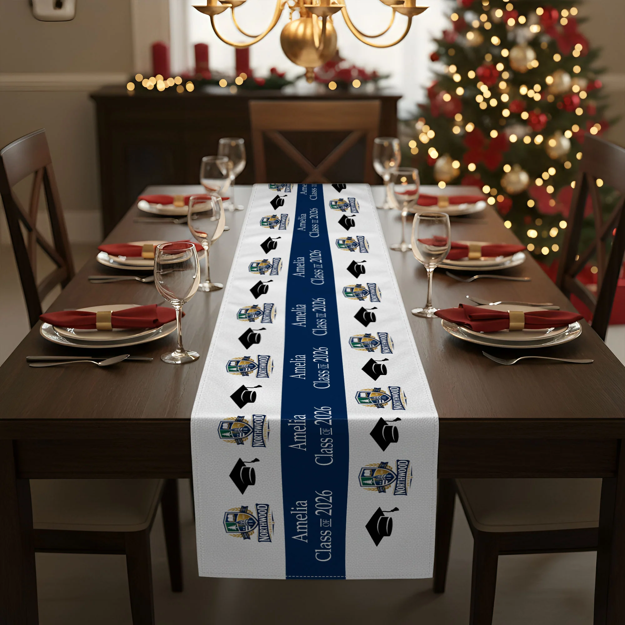 Custom Photo Logo Graduation Party - Personalized Table Runner - Image 4