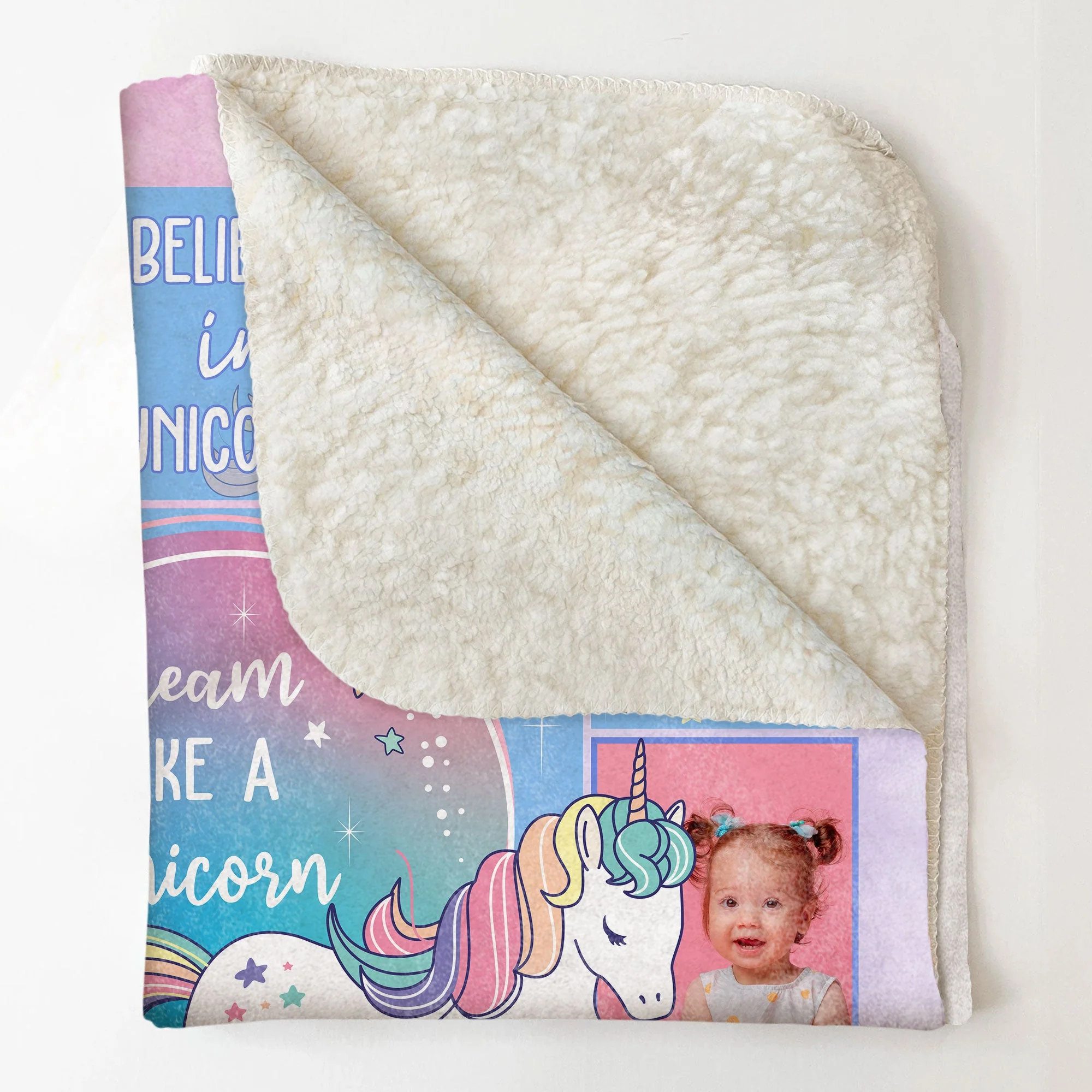 Custom Photo Name Unicorn For Girls, Daughter, Granddaughter - Personalized Baby Photo Blanket - Image 5
