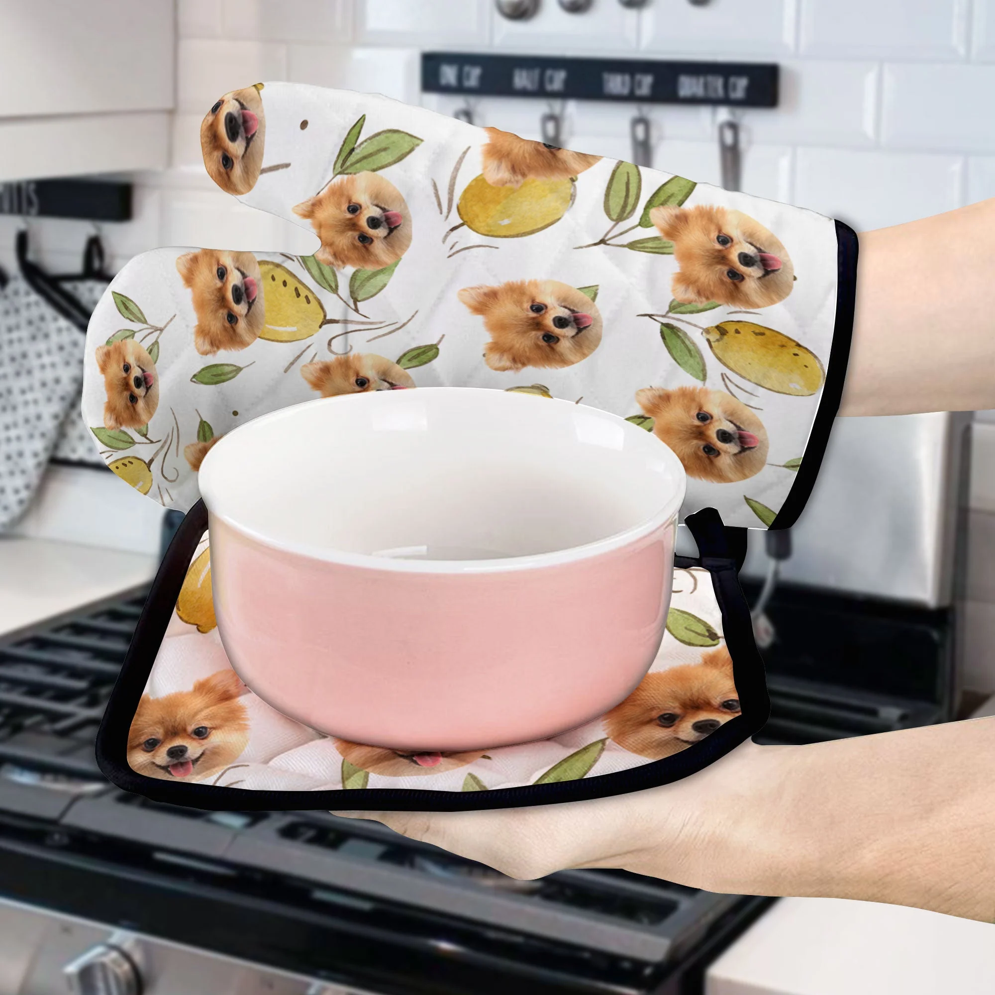 Custom Photo Pet Face - Personalized Photo Oven Mitts, Pot Holder - Image 4