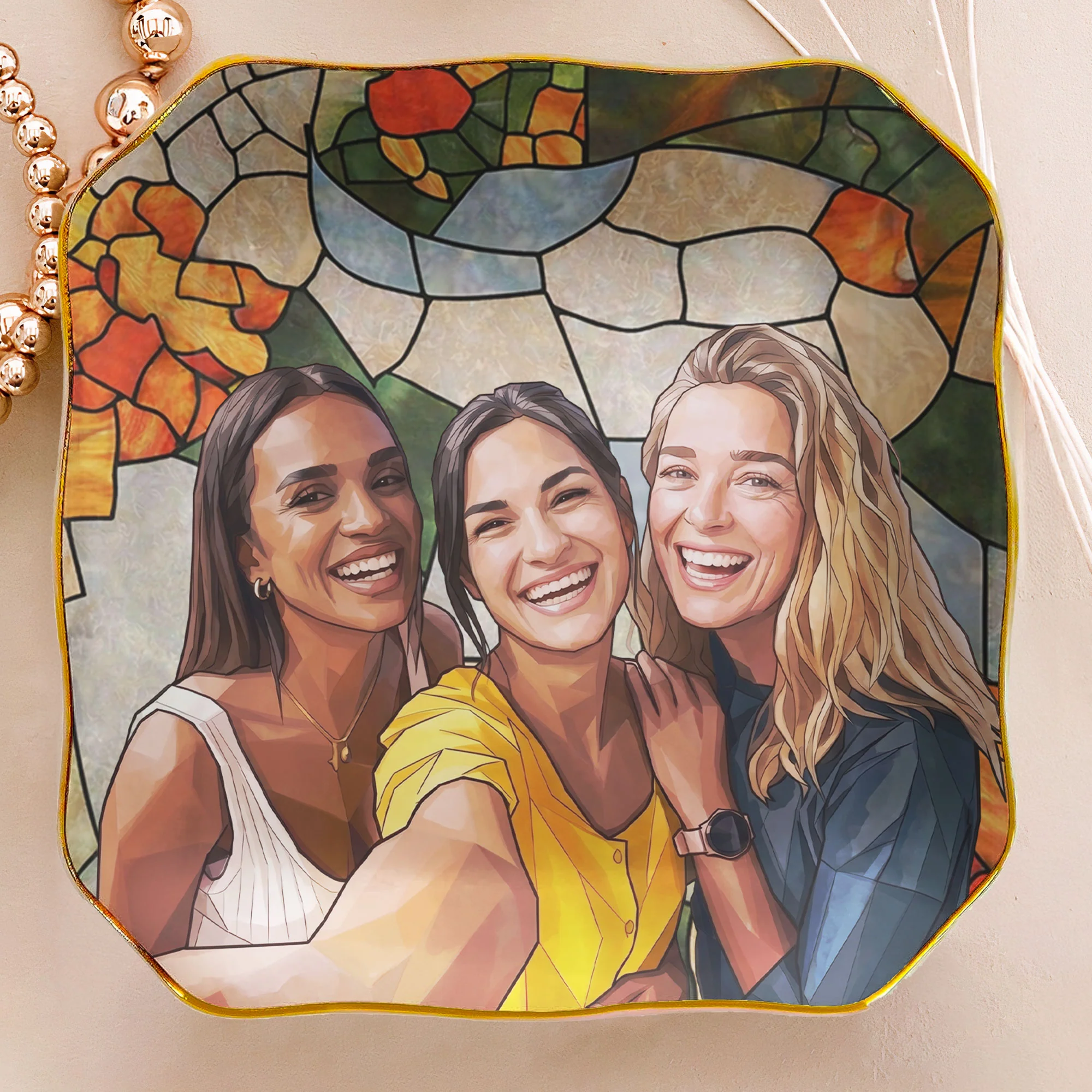 Custom Photo Ring Dish Gift For Friends, Soul Sisters - Personalized Jewelry Dish - Image 2