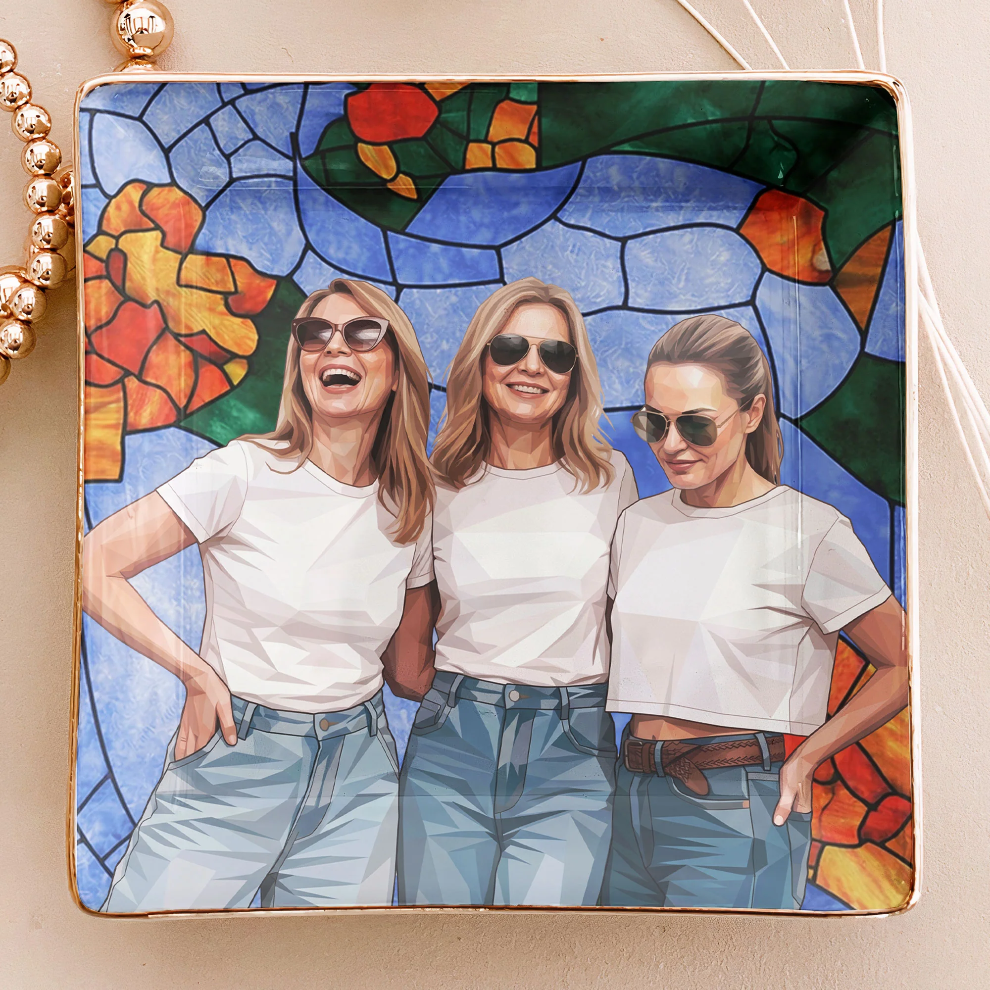 Custom Photo Ring Dish Gift For Friends, Soul Sisters - Personalized Jewelry Dish - Image 4