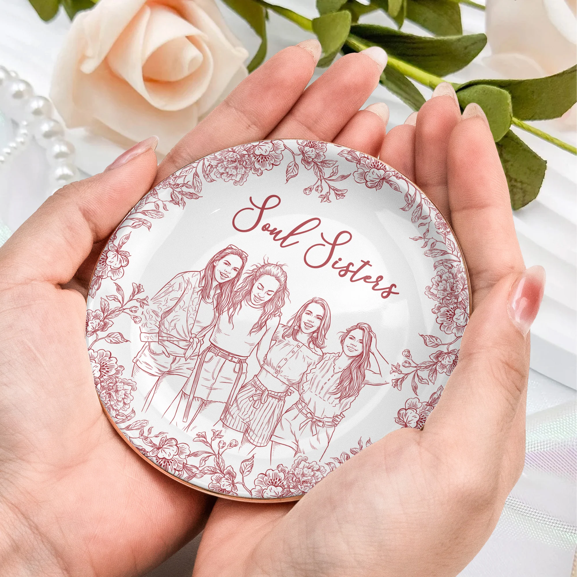 Custom Photo Ring Dish Gift For Friends, Soul Sisters - Personalized Photo Jewelry Dish - Image 6