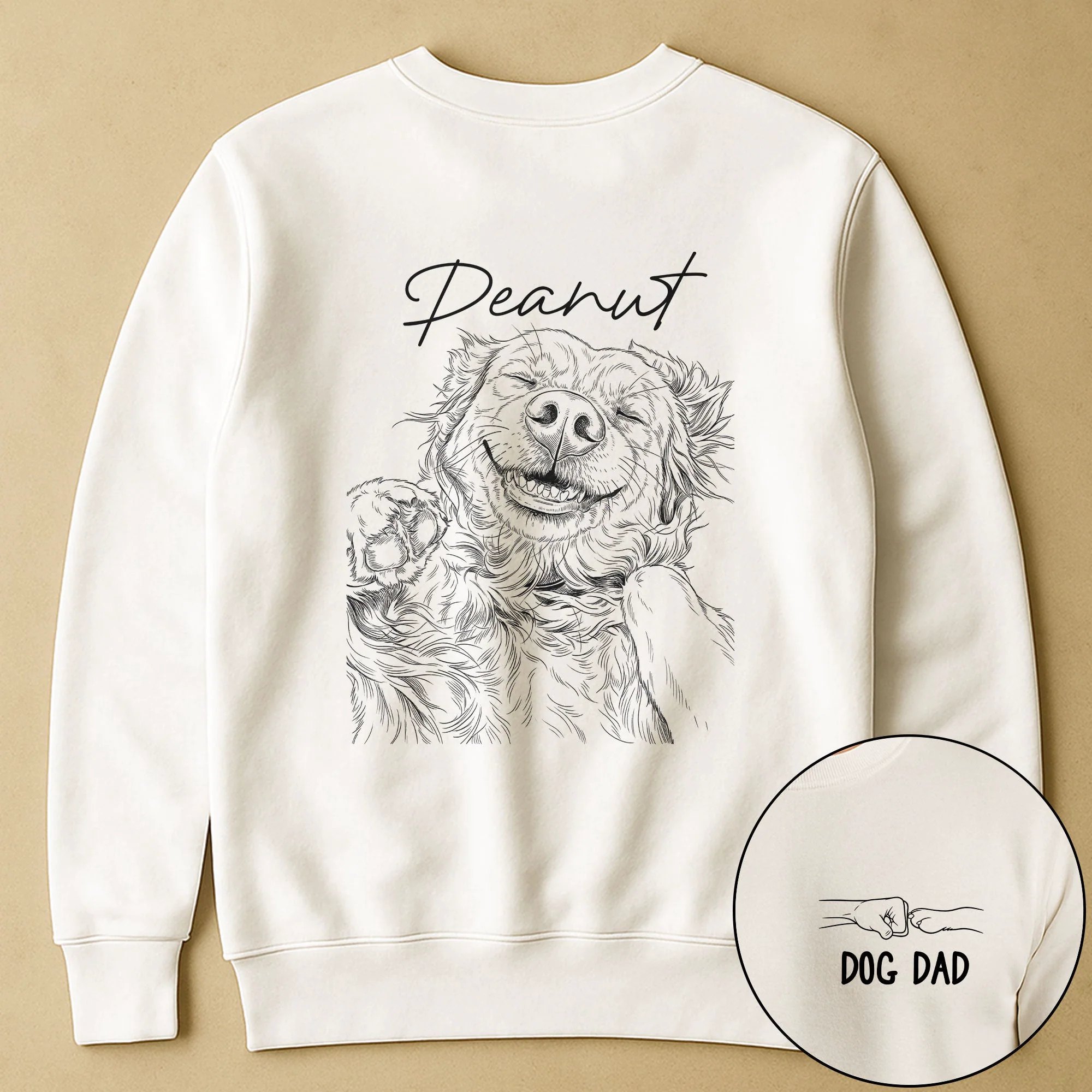 Custom Photo Sketch Line Art Dog Dad Shirt Gift For Him, Husband, Dad - Personalized Shirt - Image 6