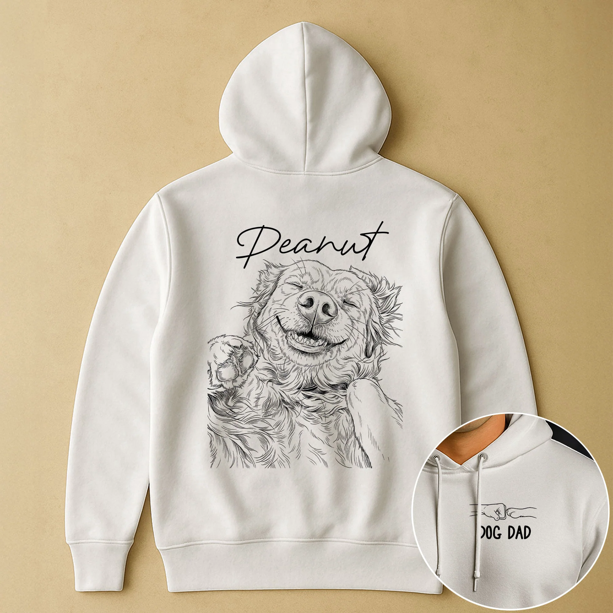 Custom Photo Sketch Line Art Dog Dad Shirt Gift For Him, Husband, Dad - Personalized Shirt - Image 7