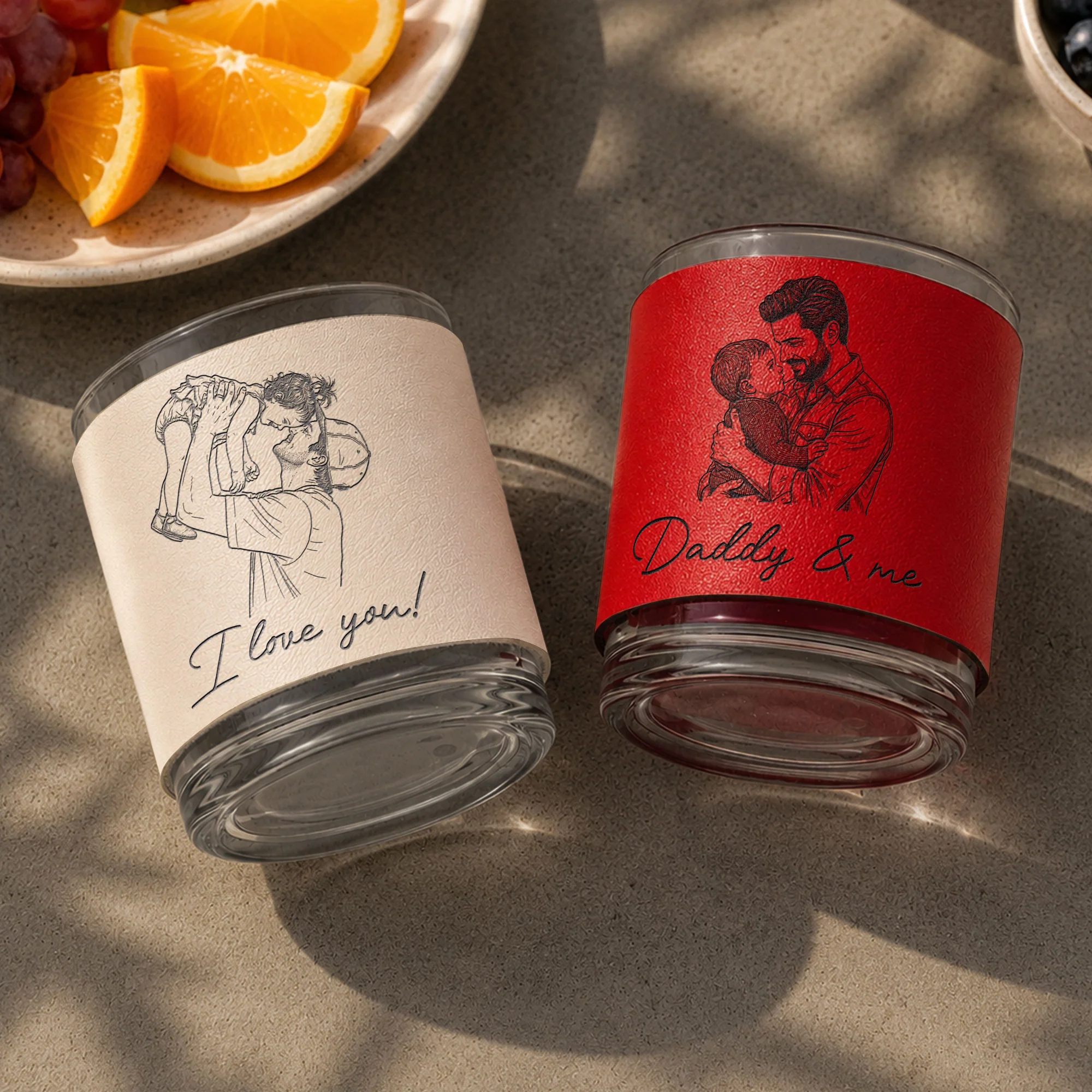 Custom Photo Sketch Line Art Father's Day Gift For Husband, Dad - Personalized Whiskey Glass - Image 6