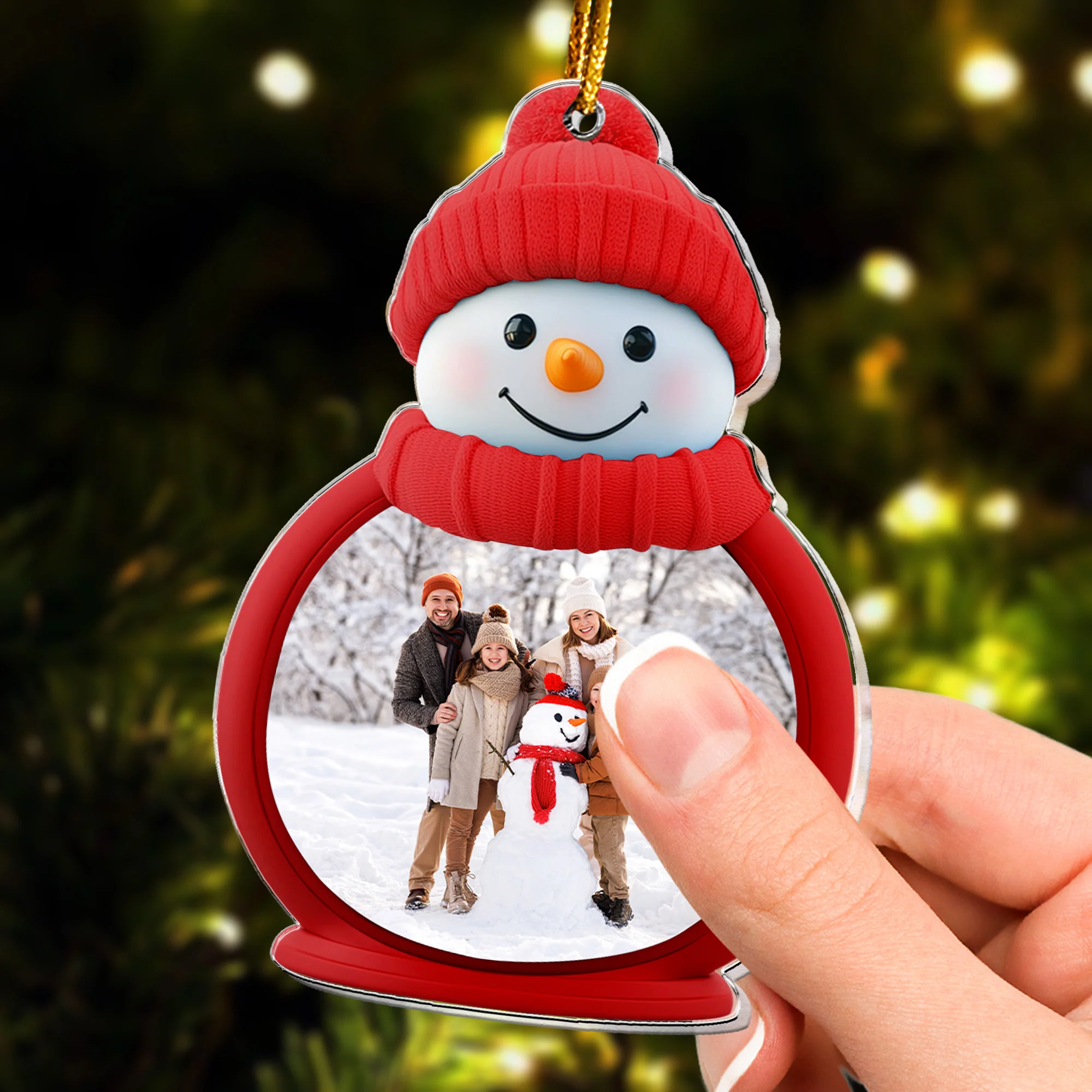 Custom Photo Snowman - For Family, Grandparents, Pet, Kids - Personalized Acrylic Photo Ornament - Image 4