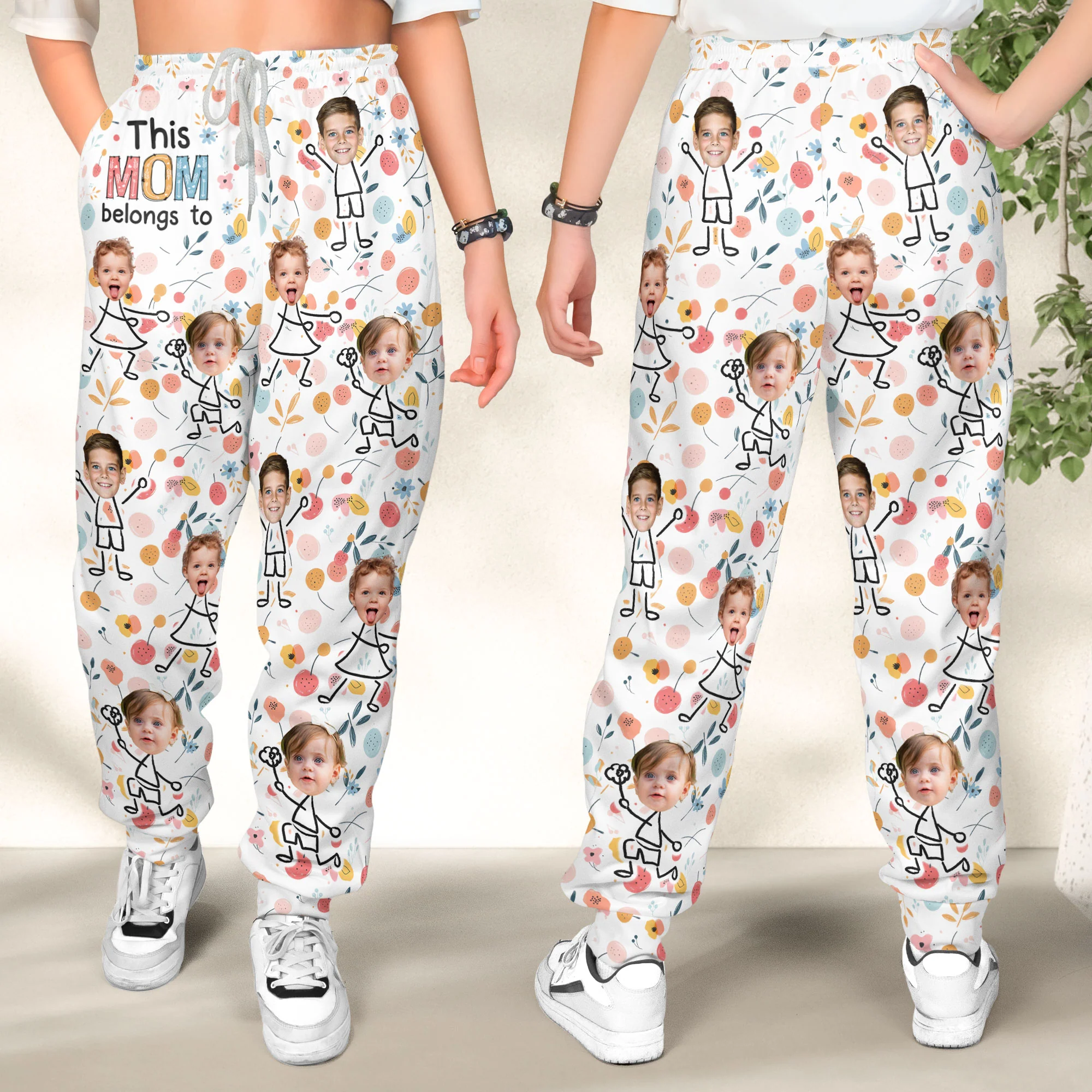 Custom Photo This Grandma Belongs To Grandkids - Personalized Photo Sweatpants - Image 2