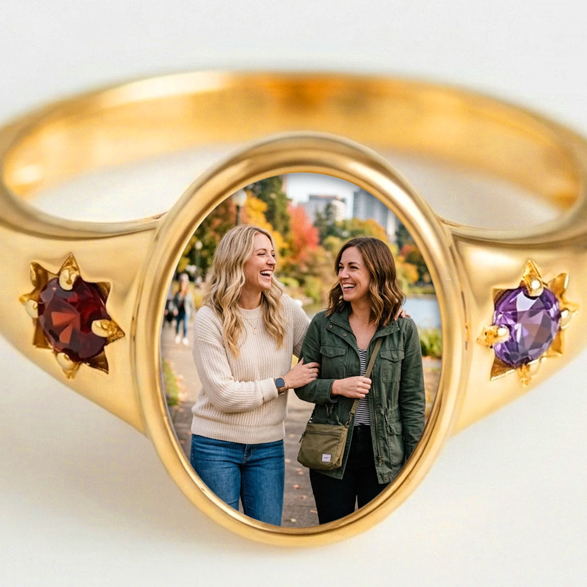 Custom Photo With Birthstones Ring Gift For Best Friend, Sister - Personalized Ring - Image 4