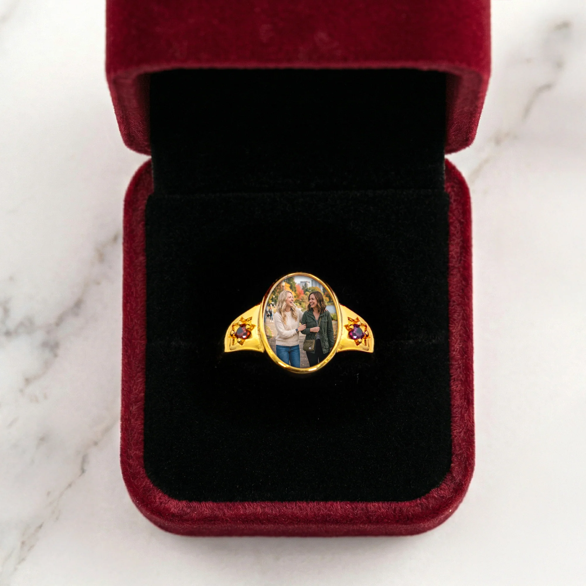 Custom Photo With Birthstones Ring Gift For Best Friend, Sister - Personalized Ring - Image 6