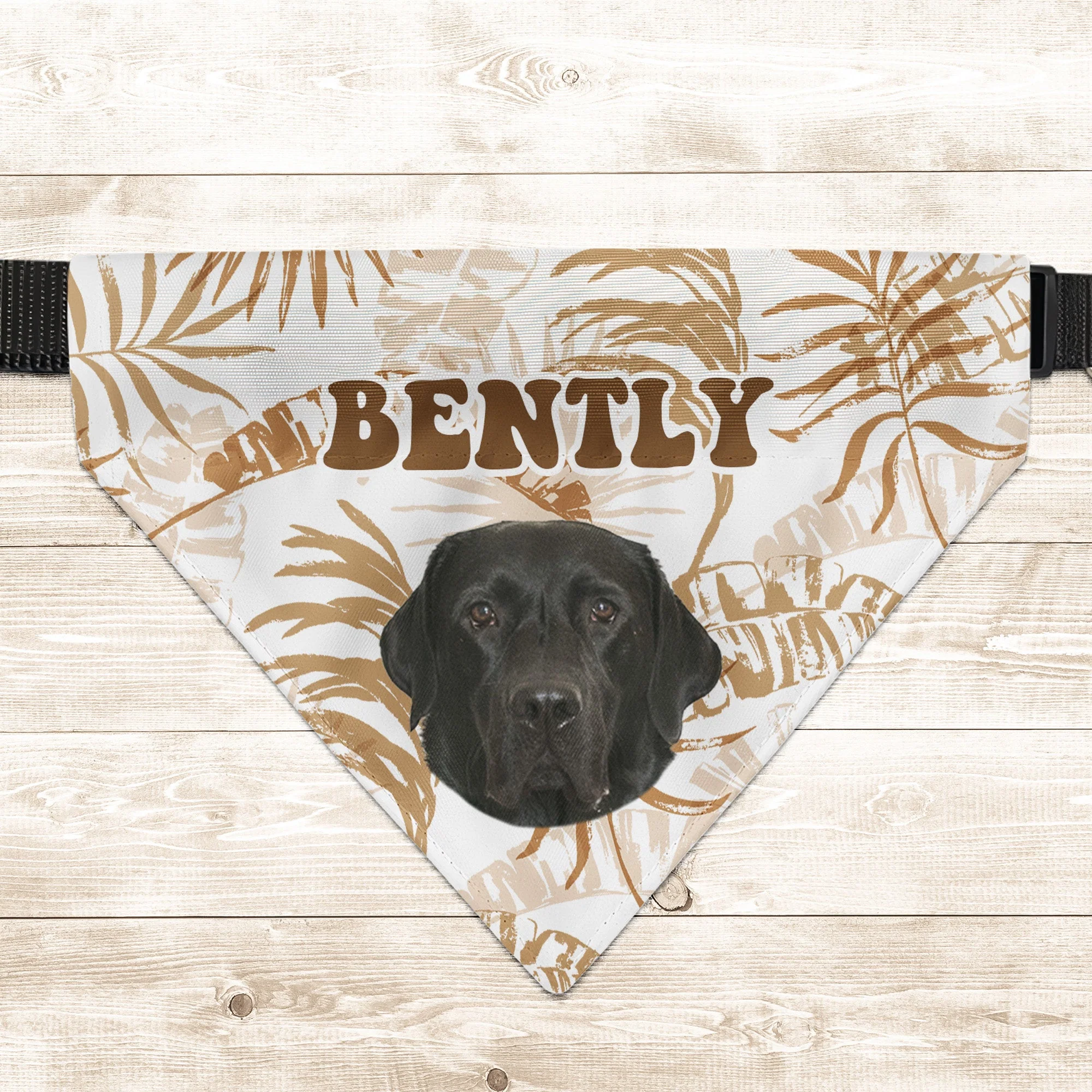Custom Photo With Tropical Hawaiian Pattern - Personalized Photo Dog Bandana Collar - Image 2