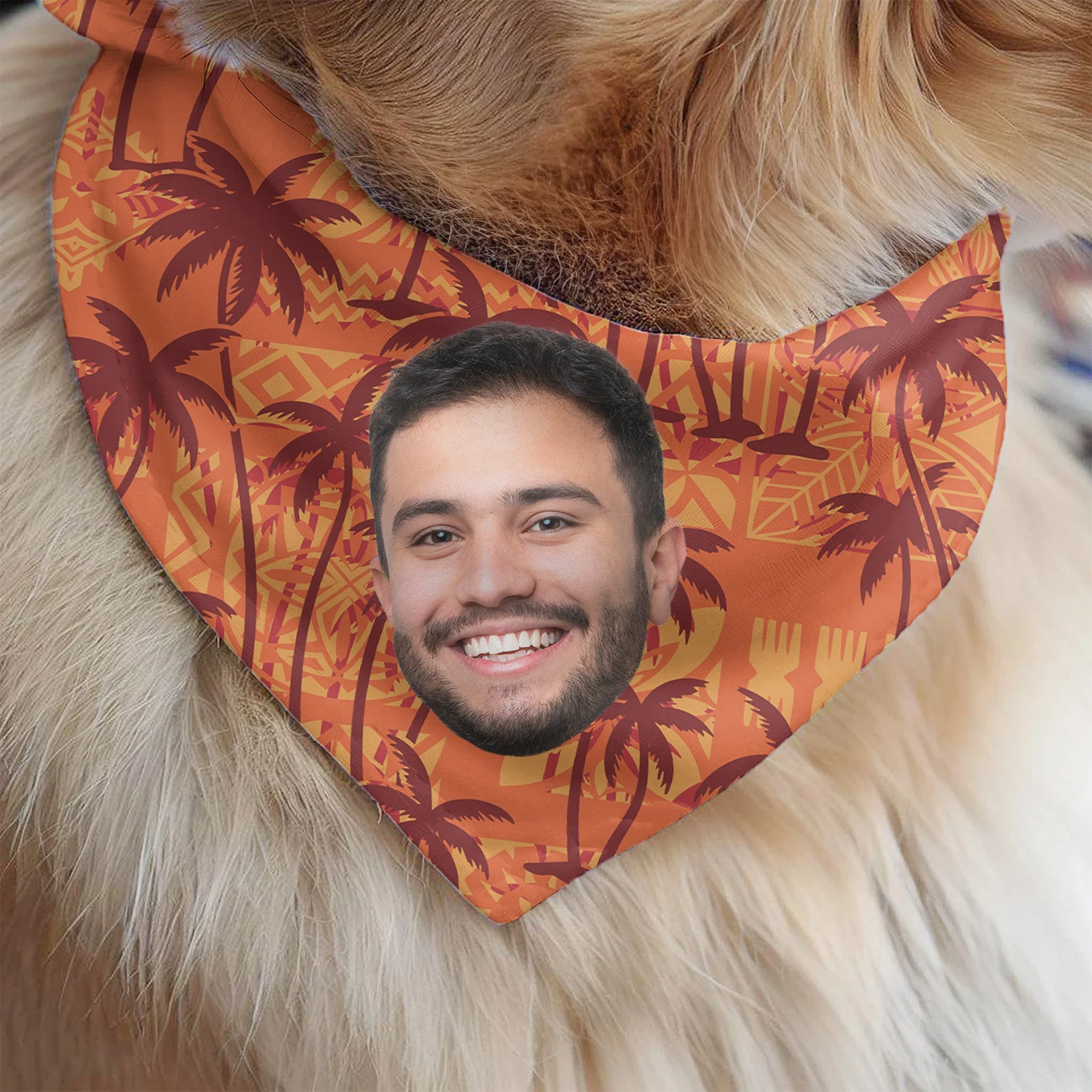Custom Photo With Tropical Tree Hawaiian Pattern - Personalized Photo Dog Bandana Collar - Image 4