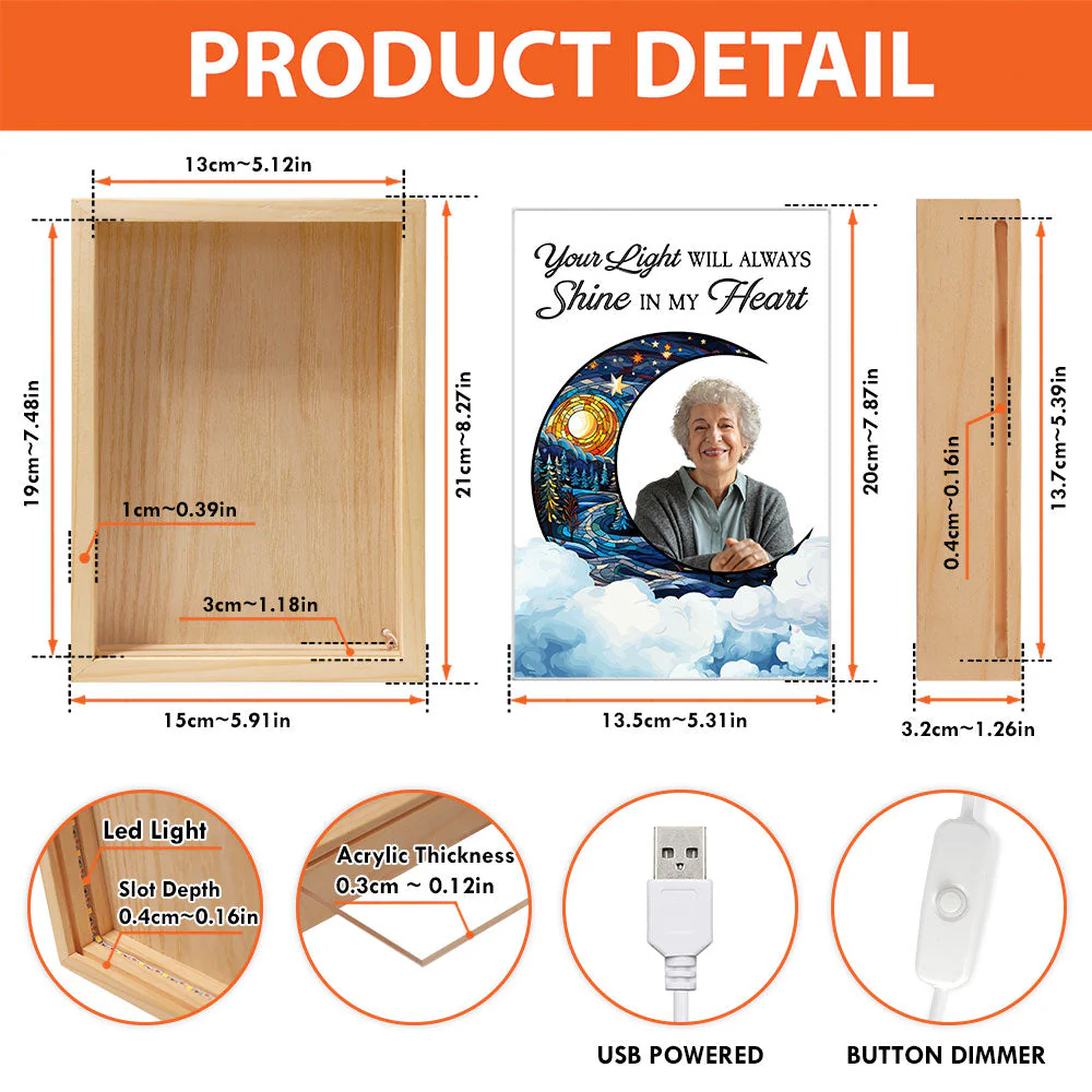 Custom Photo Your Light Will Always Shine  - Personalized Photo Frame Light Box - Image 9