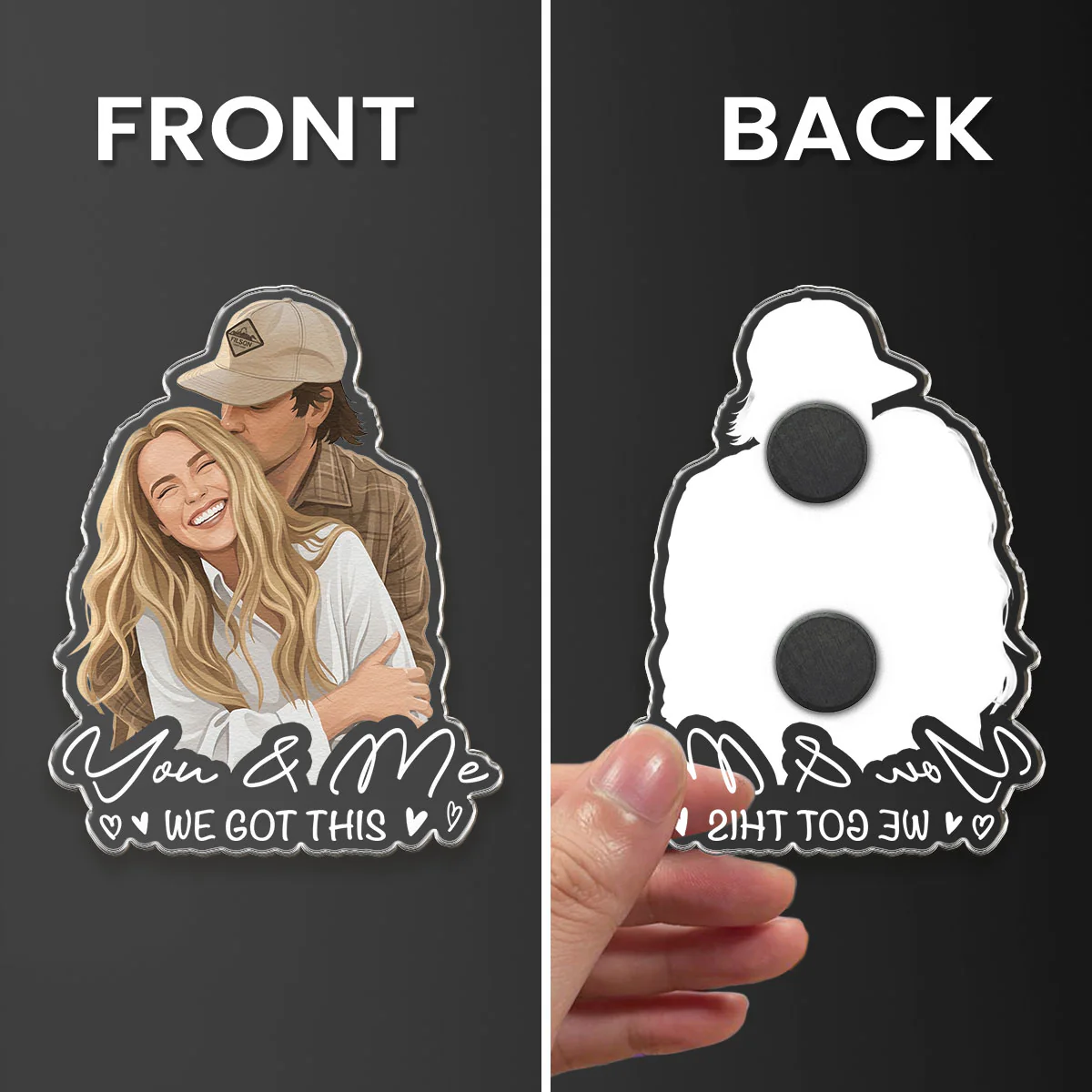 Custom Portrait Art Acrylic Magnet, Family Couples With Pets Photo - Personalized Magnet - Image 5