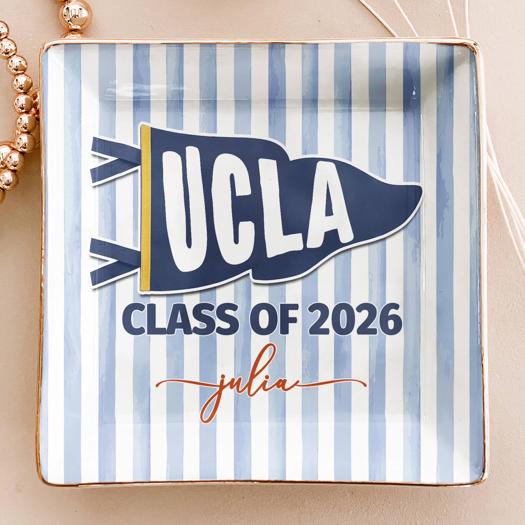 Custom School Pennant Flag - Personalized Jewelry Dish - Image 2