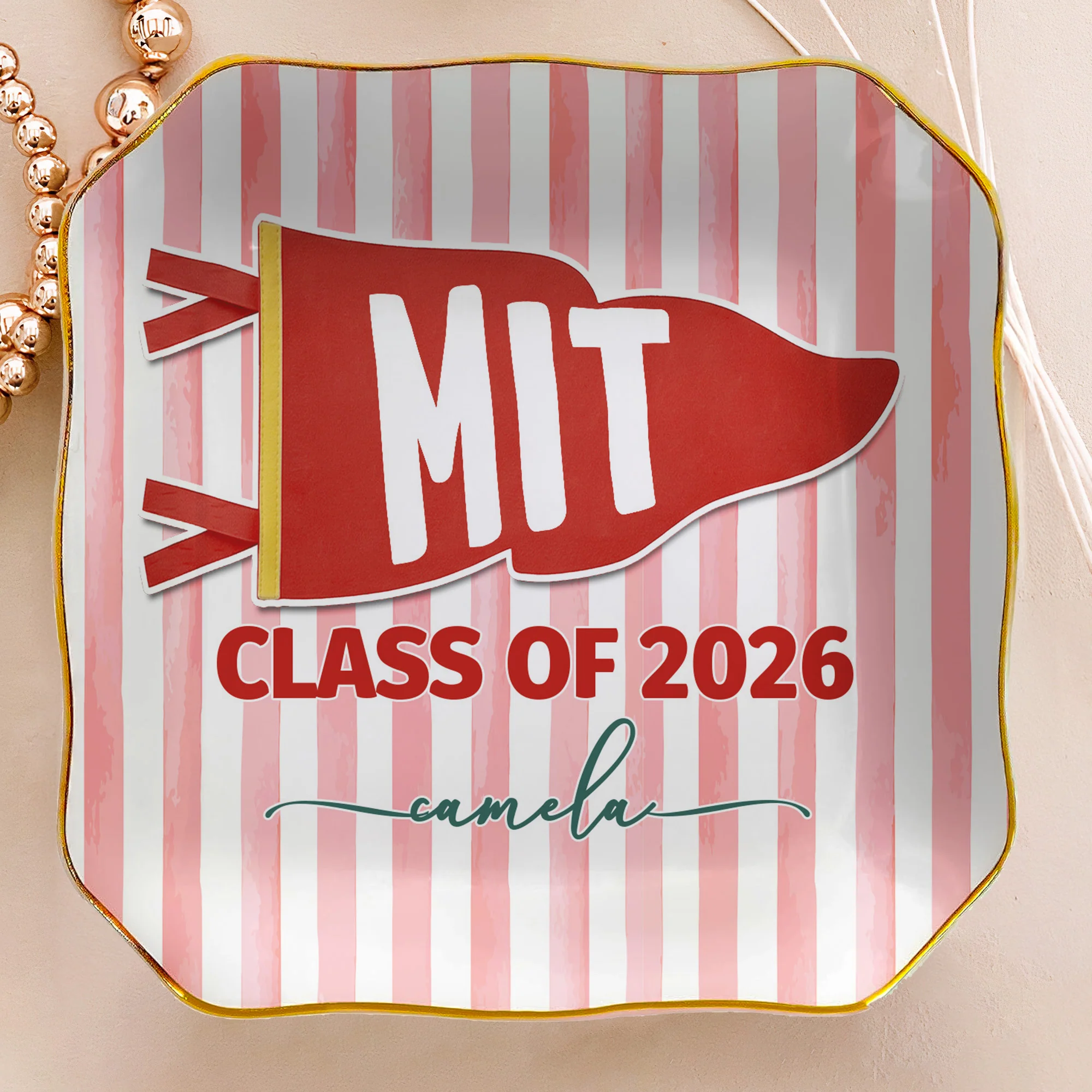 Custom School Pennant Flag - Personalized Jewelry Dish - Image 4
