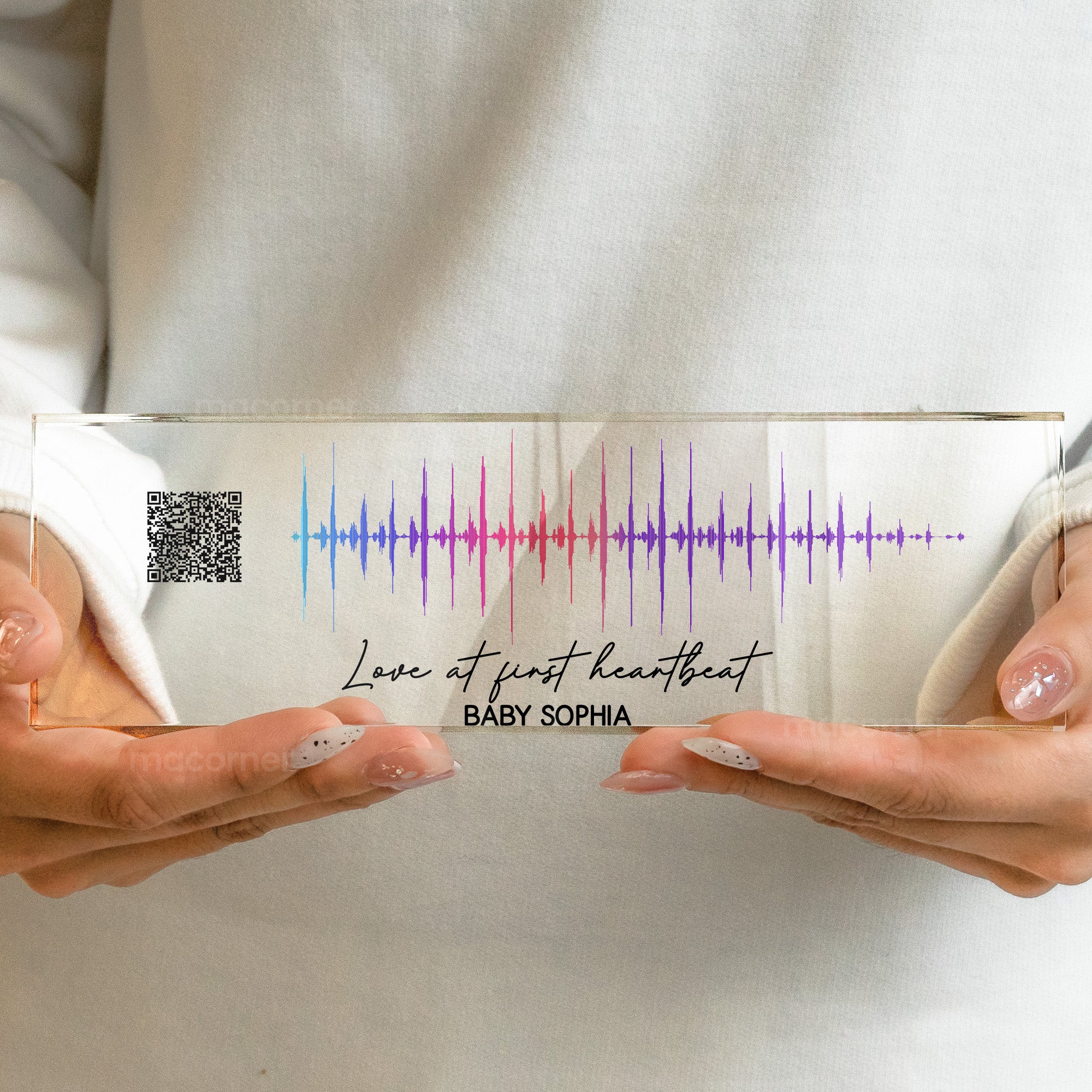 Custom Soundwave Art Pregnancy Mommy To Be - Personalized Name Plate - Image 2