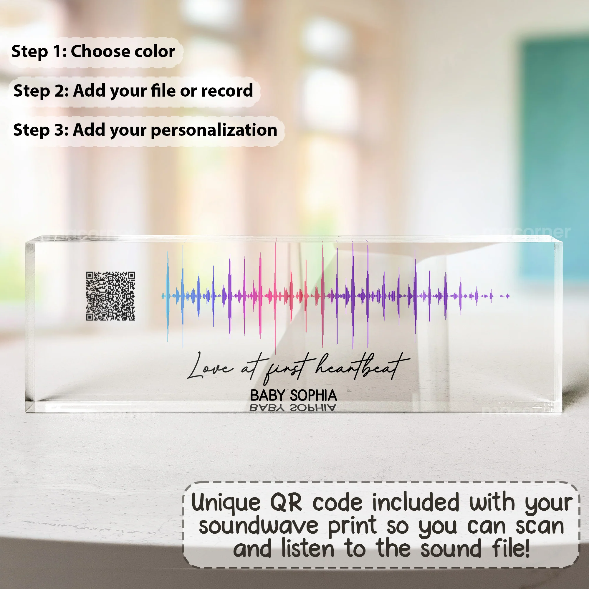 Custom Soundwave Art Pregnancy Mommy To Be - Personalized Name Plate - Image 7
