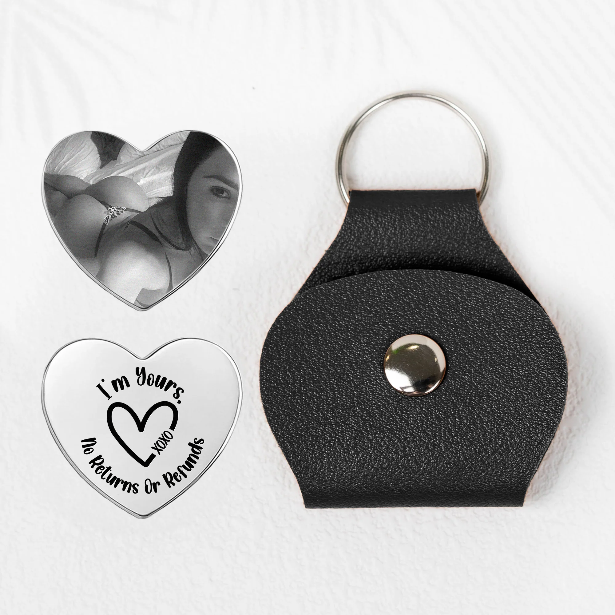 Custom Spicy Photo & Message For Him, Husband, Boyfriend - Personalized Leather Photo Pocket Hug - Image 4