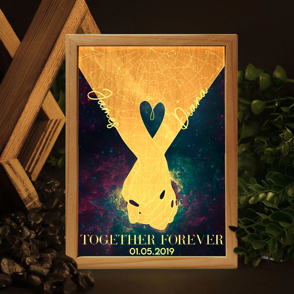 Custom Star Map Anniversary Couples Holding Hands - Personalized Frame Light Box - Image 5