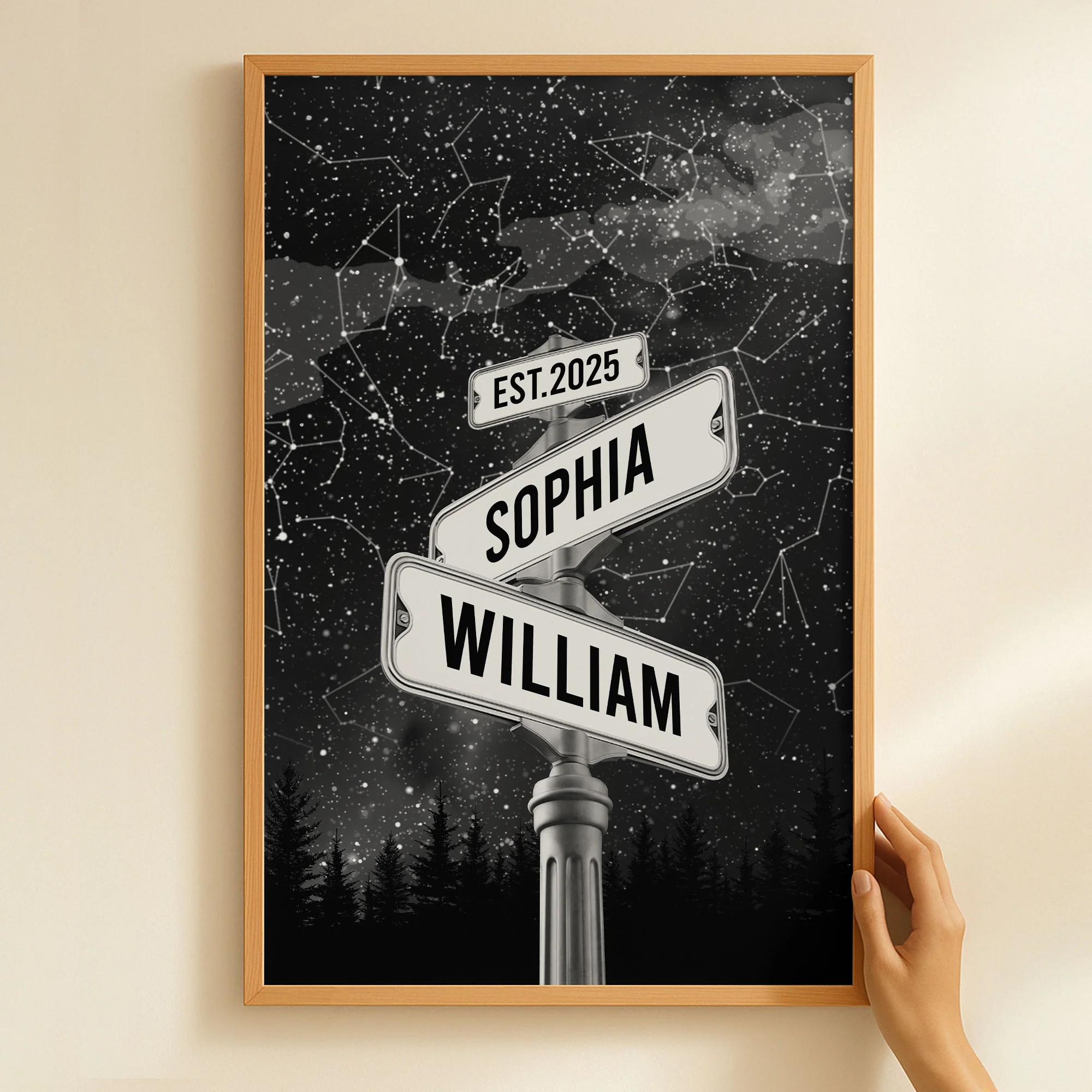 Custom Star Map Street Sign Couple Anniversary Gift - Personalized Poster - Image 6