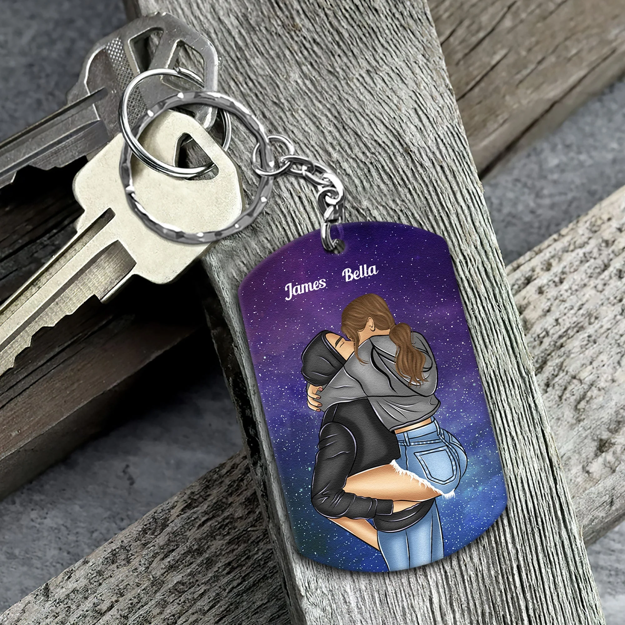 Custom Star Map The Night We First Met Engaged Couples - Personalized Keychain - Image 3