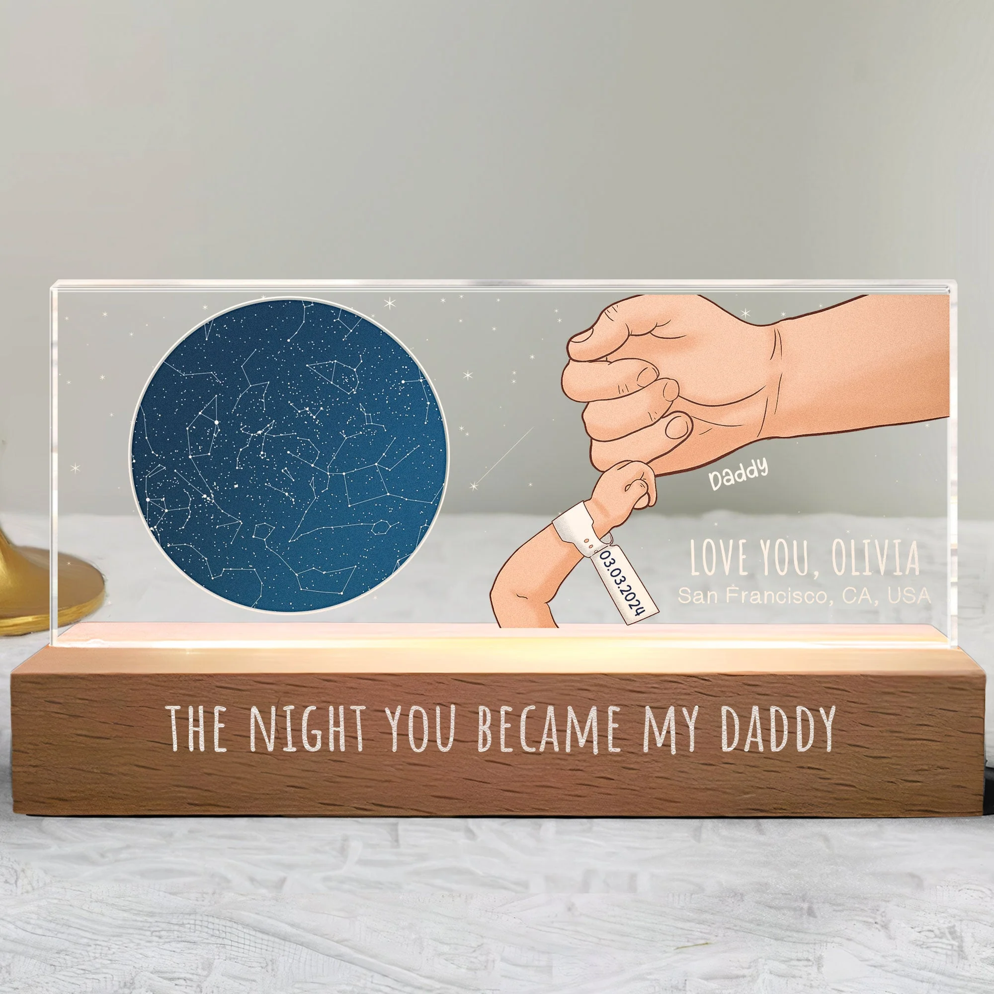 Custom Star Map The Night You Became My Daddy - Personalized LED Night Light - Image 4