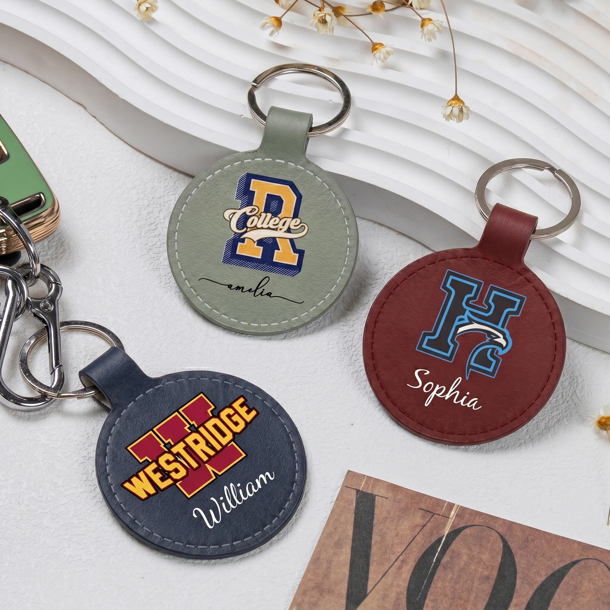 Custom University College Logo - Personalized Keychain