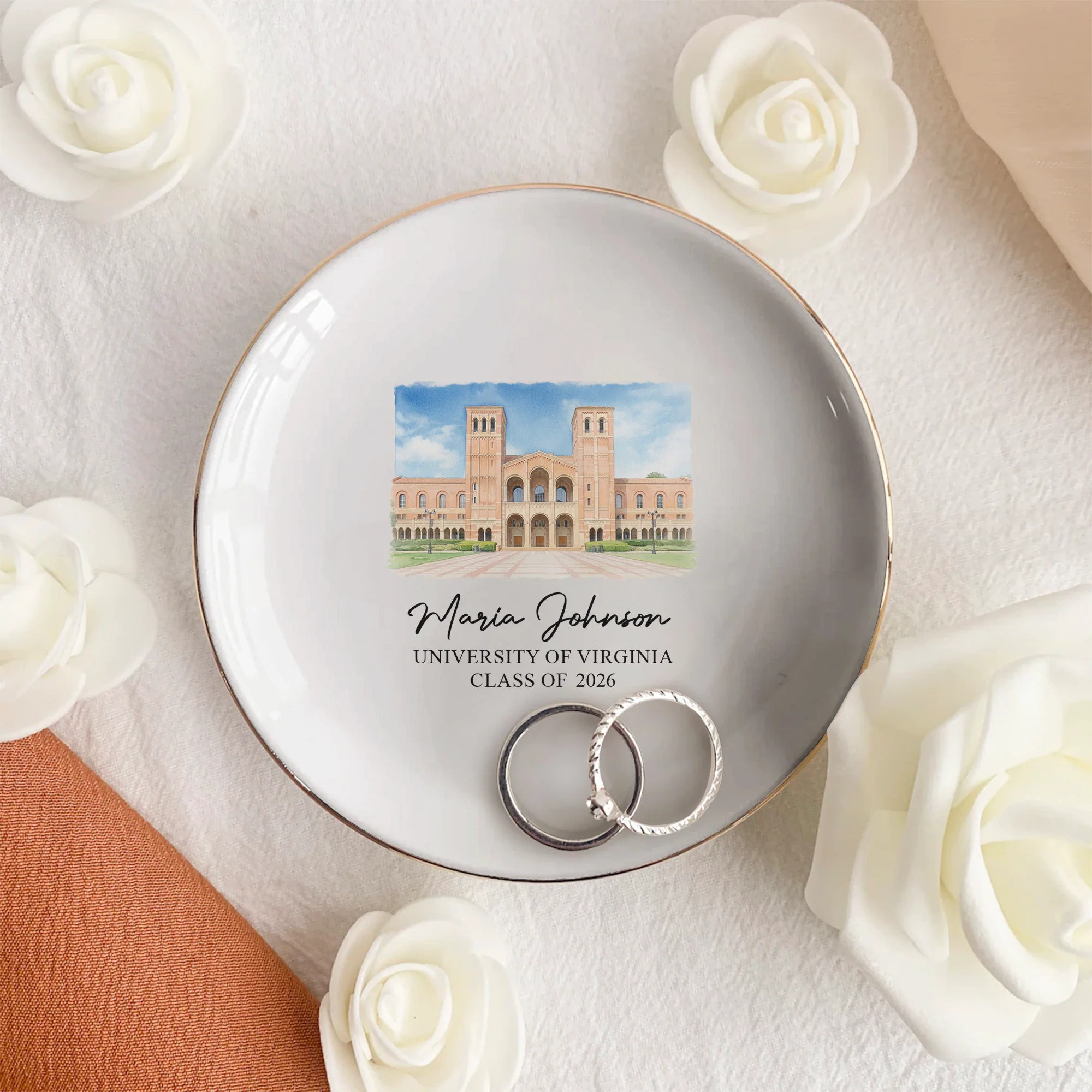 Custom University Photo College Graduation Gift School Logo For Her, Daughter, Friends - Personalized Jewelry Dish - Image 5