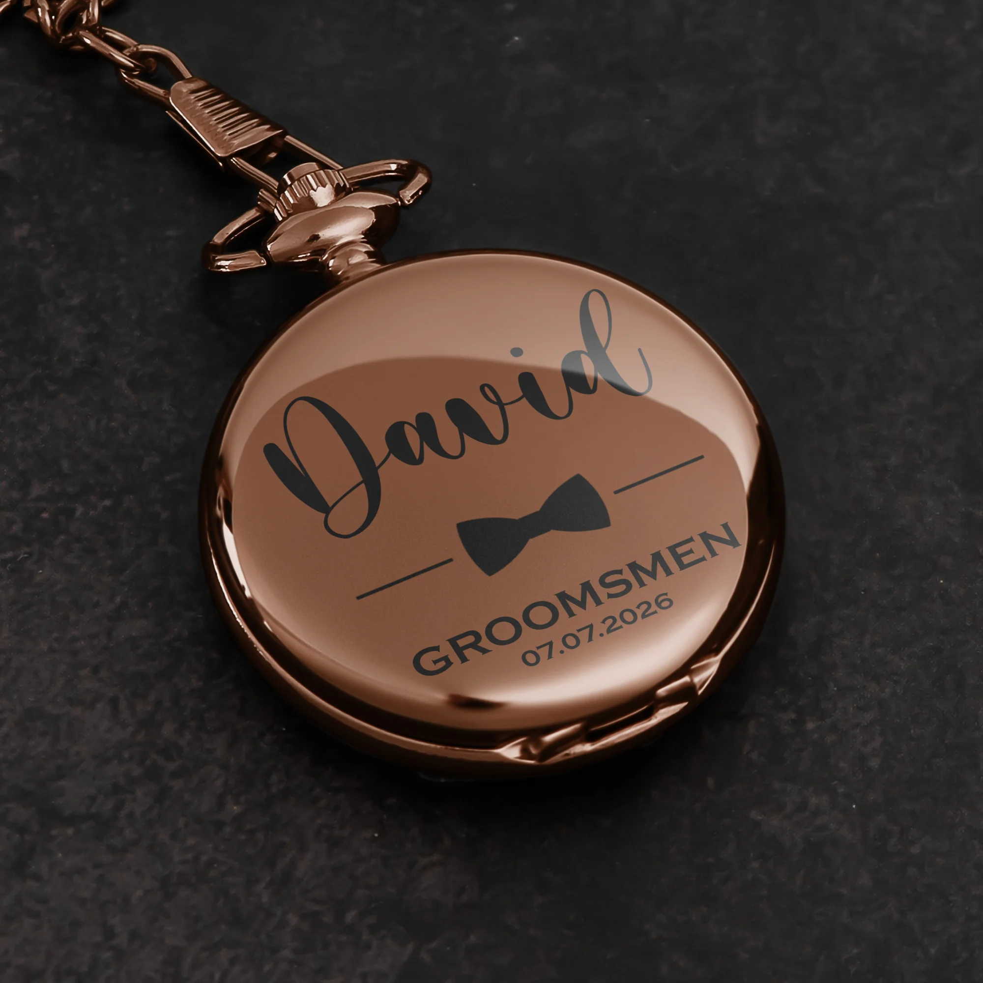 Custom Vintage Initial Name & Date For Best Man, Groomsmen, Groom Wedding Gifts - Personalized Pocket Watch - Image 4