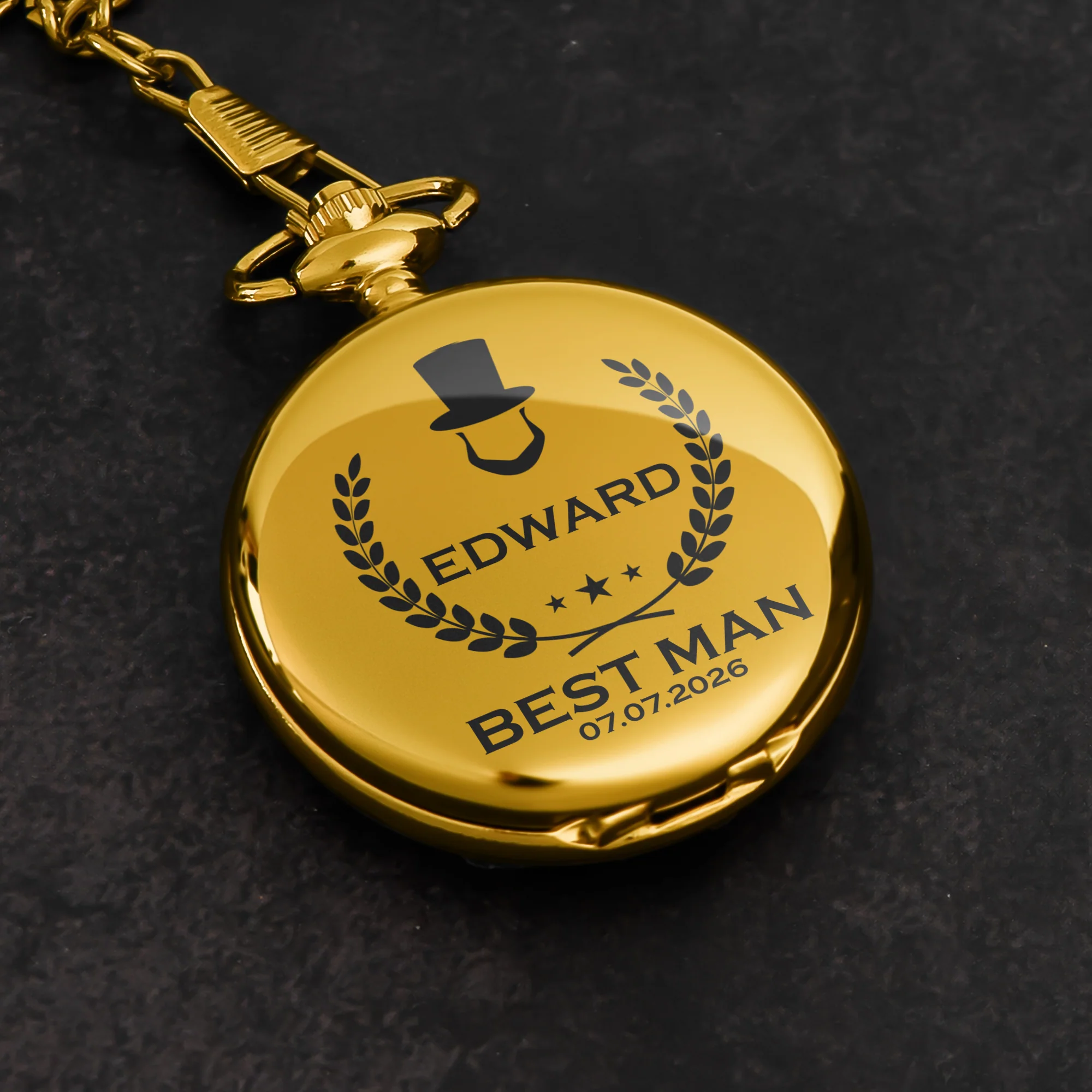 Custom Vintage Initial Name & Date For Best Man, Groomsmen, Groom Wedding Gifts - Personalized Pocket Watch - Image 5