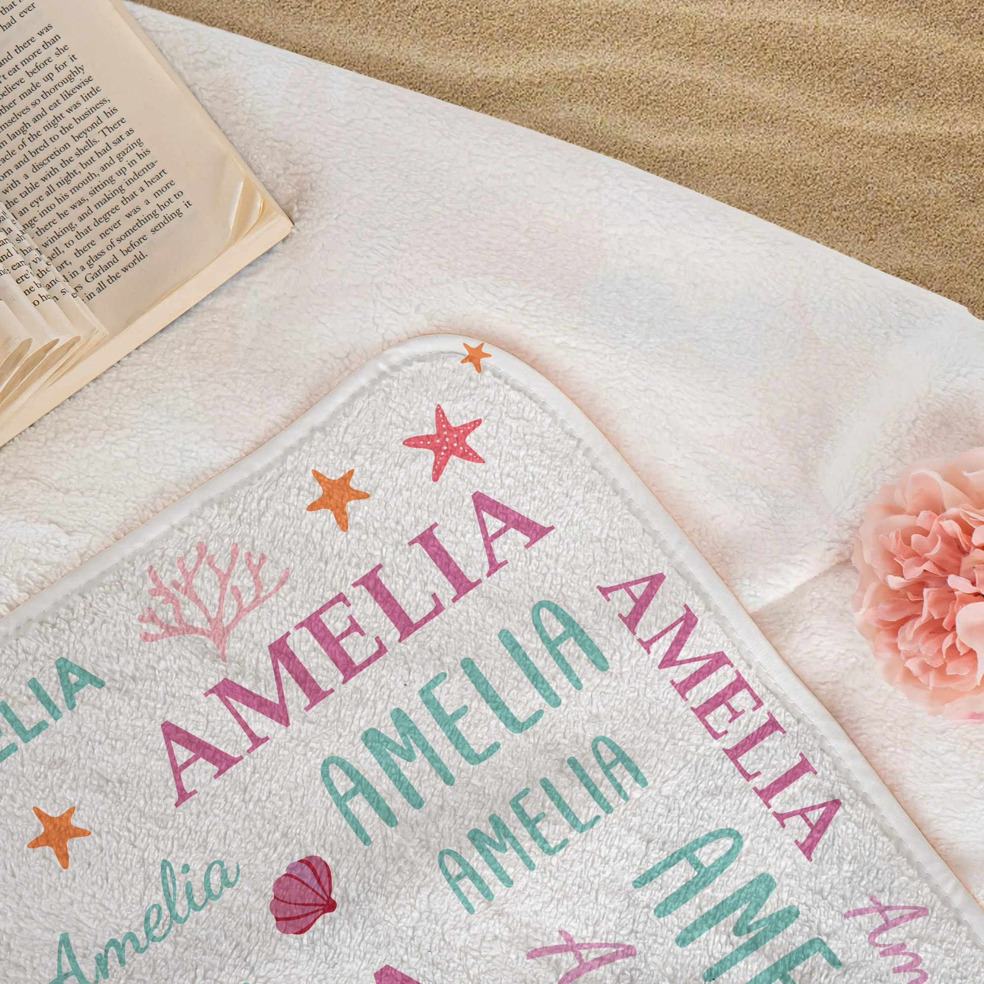 Cute And Beachy Custom Name - Personalized Beach Towel - Image 4